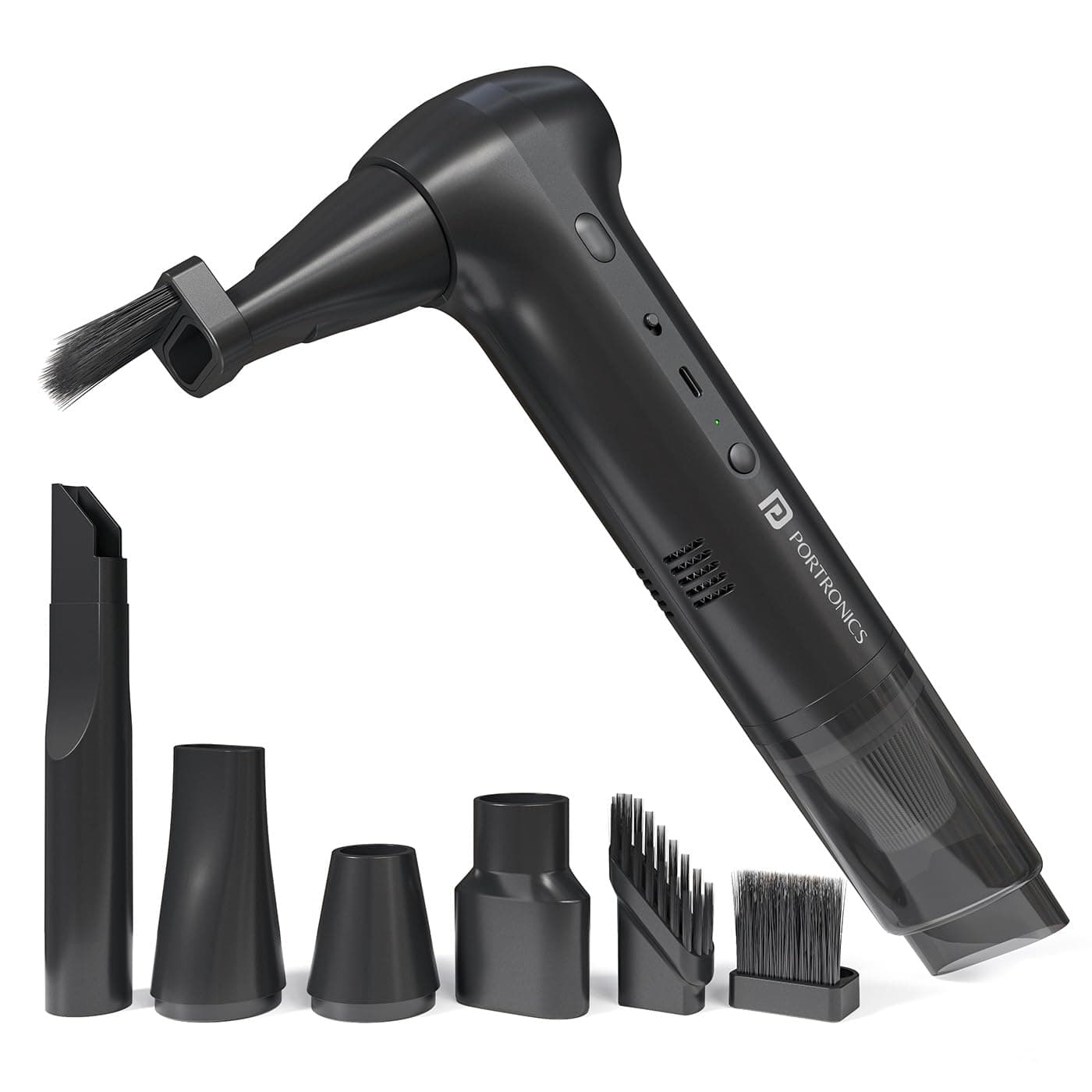 Portronics AirCop 2-in-1 Cordless Vacuum & Air Blower with Dual BLDC Motors, 16000Pa Suction, 130000 RPM Airflow, Type-C Rechargeable, Portable, Multiple Nozzles for Car, Home & Office Cleaning
