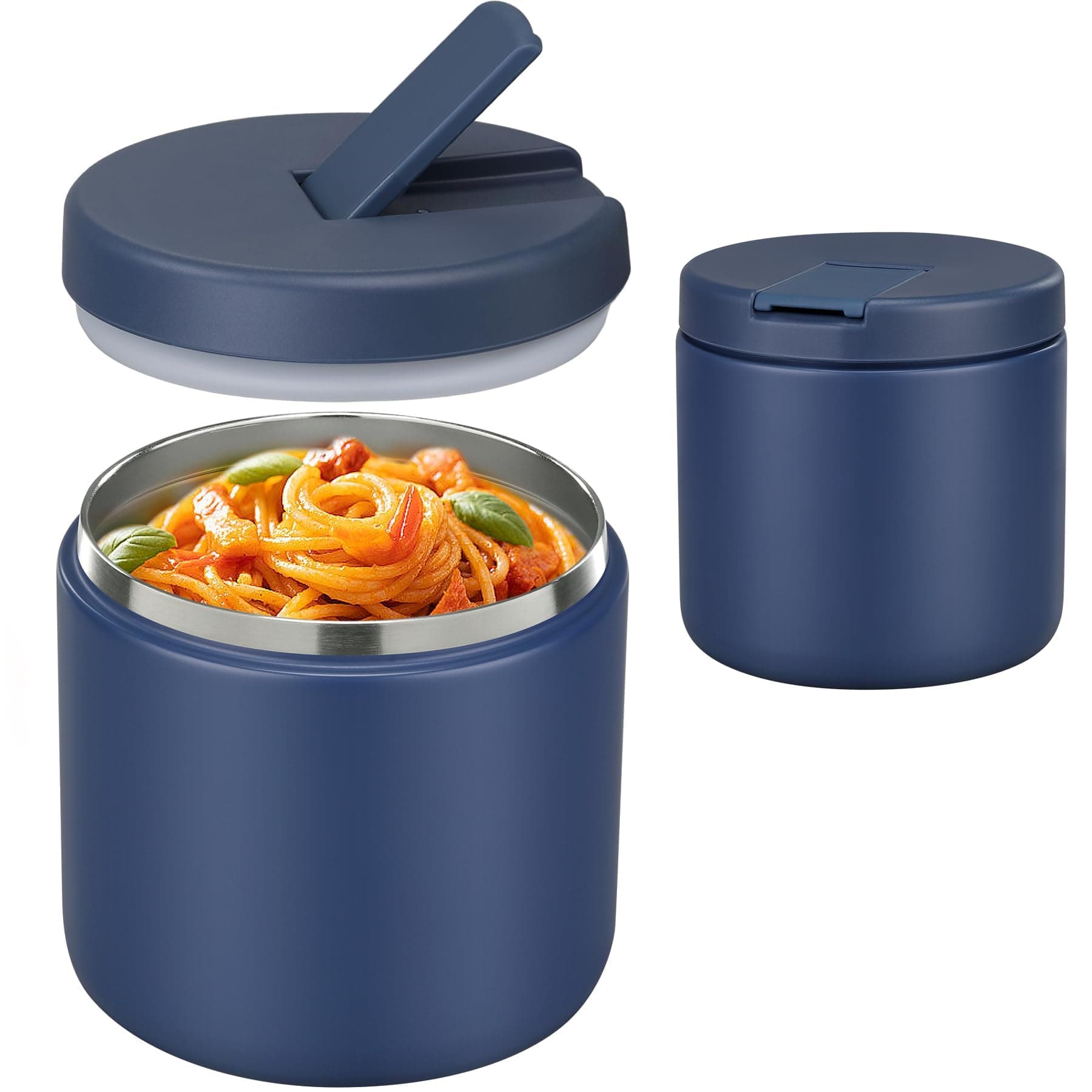 19 Oz Insulated Food Jar, Buckle Lid Wide Mouth Soup Jar, Leakproof Stainless Steel Lunch Container for School Office Travel, Blue