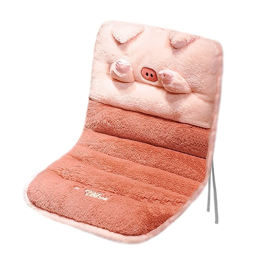 XGOPTS Soft One-Piece Plush Chair Cushion Seat Cushion Back Cushion with Ties Fixing Band Thickened Desk Chair Pads Cute Cartoon Waist Pillow Cushion Decor for Chair Car Wheelchair Office