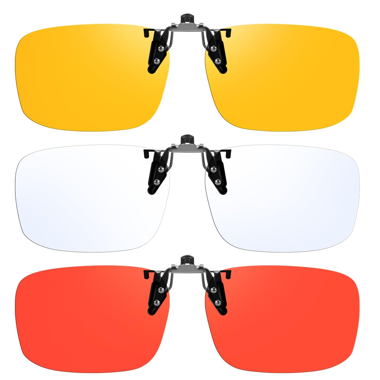 VIEWBETTER 3 Pack Clip On Blue Light Blocking Glasses for Eyes Strain/Light-Sensitive Flip Up Computer Gaming Glasses BL1007