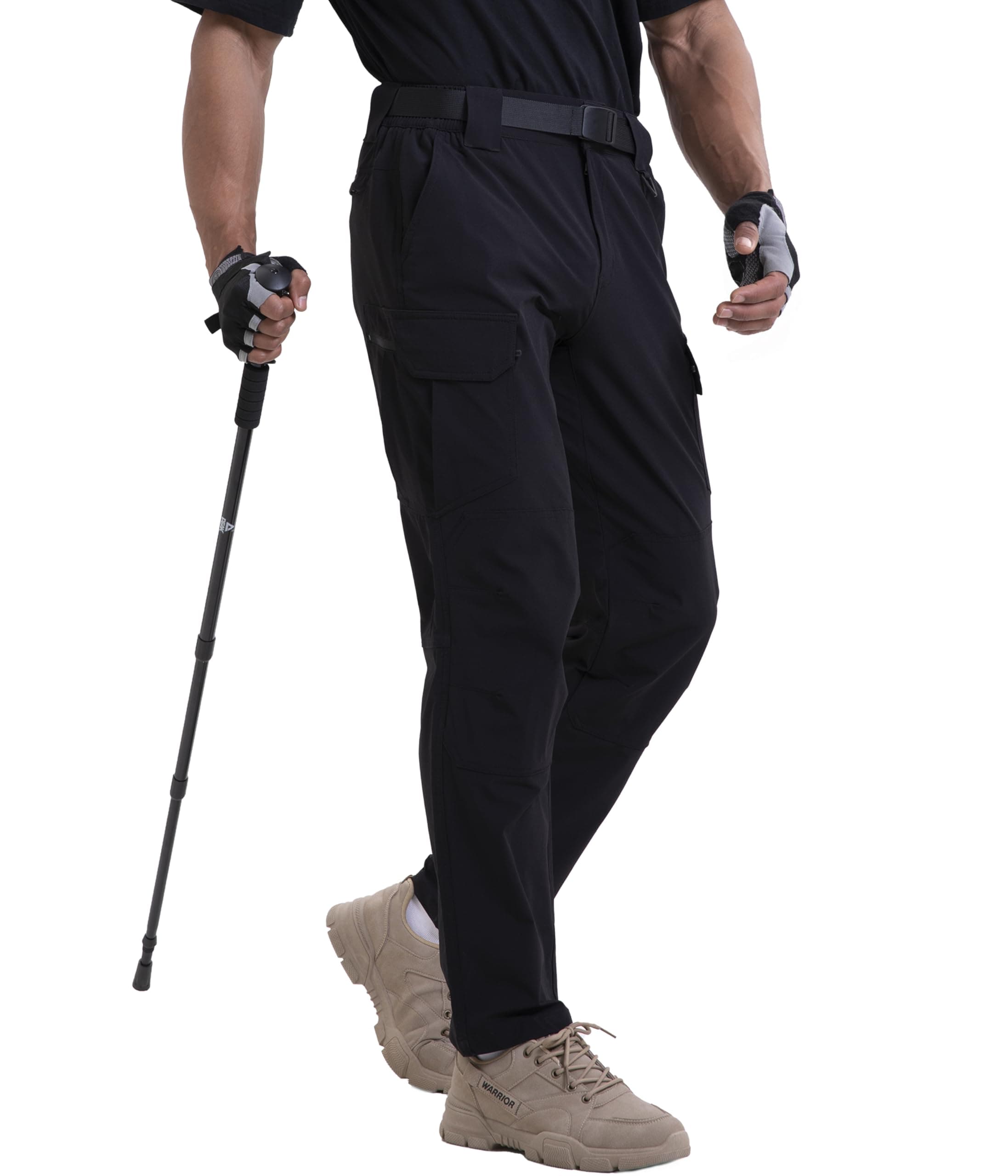 NATUVENIX Lightweight Mens Hiking Pants Quick Dry Travel Pants for Men Water Resistant Work Pants Men with Pockets Outdoor Black