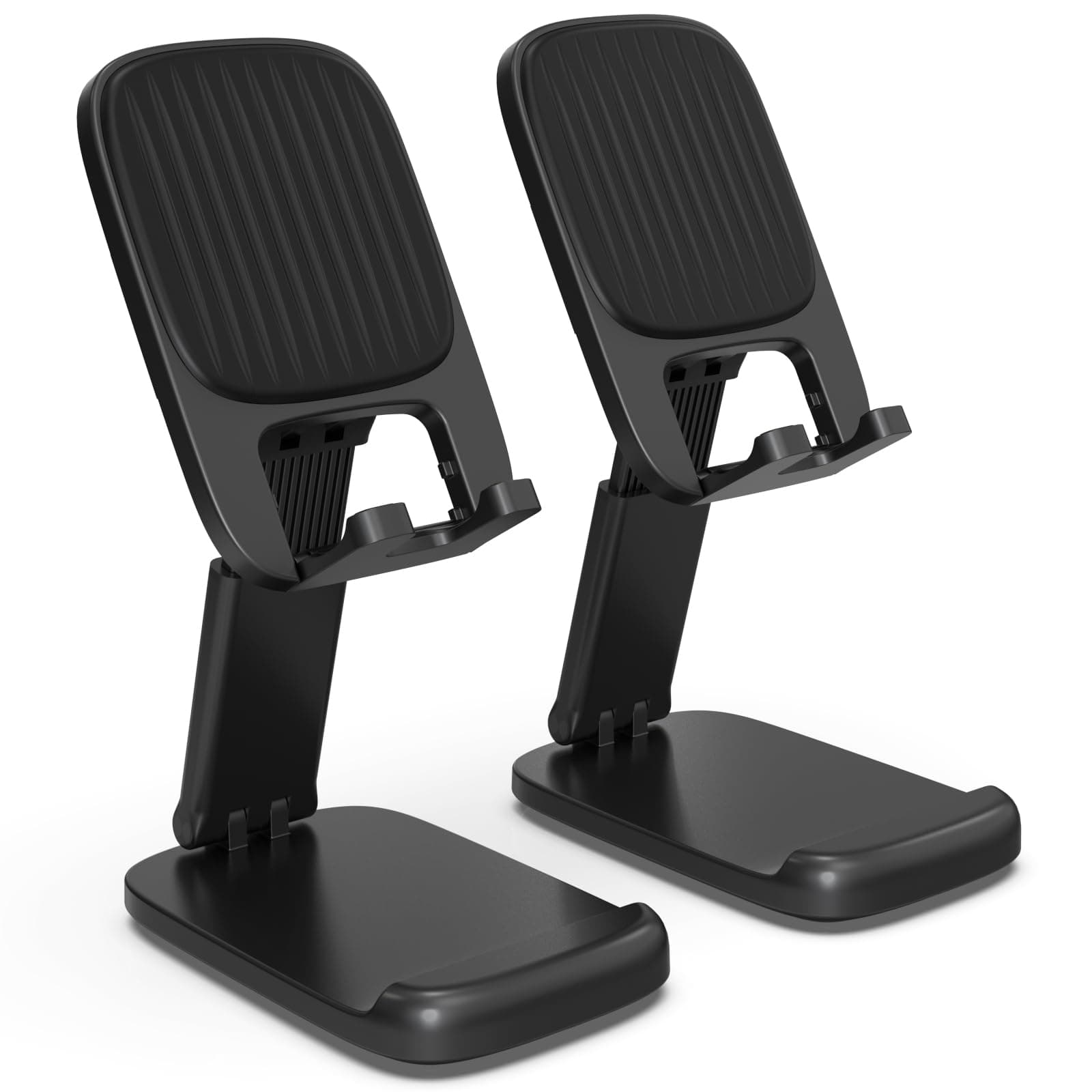 2 Pack Cell Phone Stand for Desk, iPad Stand [Height Adjustable & Upgraded Stable Base] Foldable & Non-Slip Silicone Pad Phone Holder, iPhone Stand for All Smartphones, iPad | Office Desk Accessories