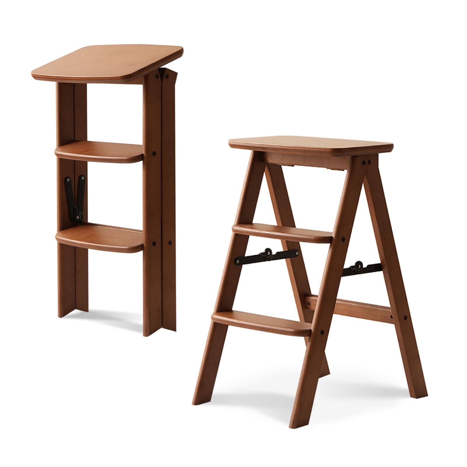Bamboo 3 Step Ladder (Brown, 3 Tier)