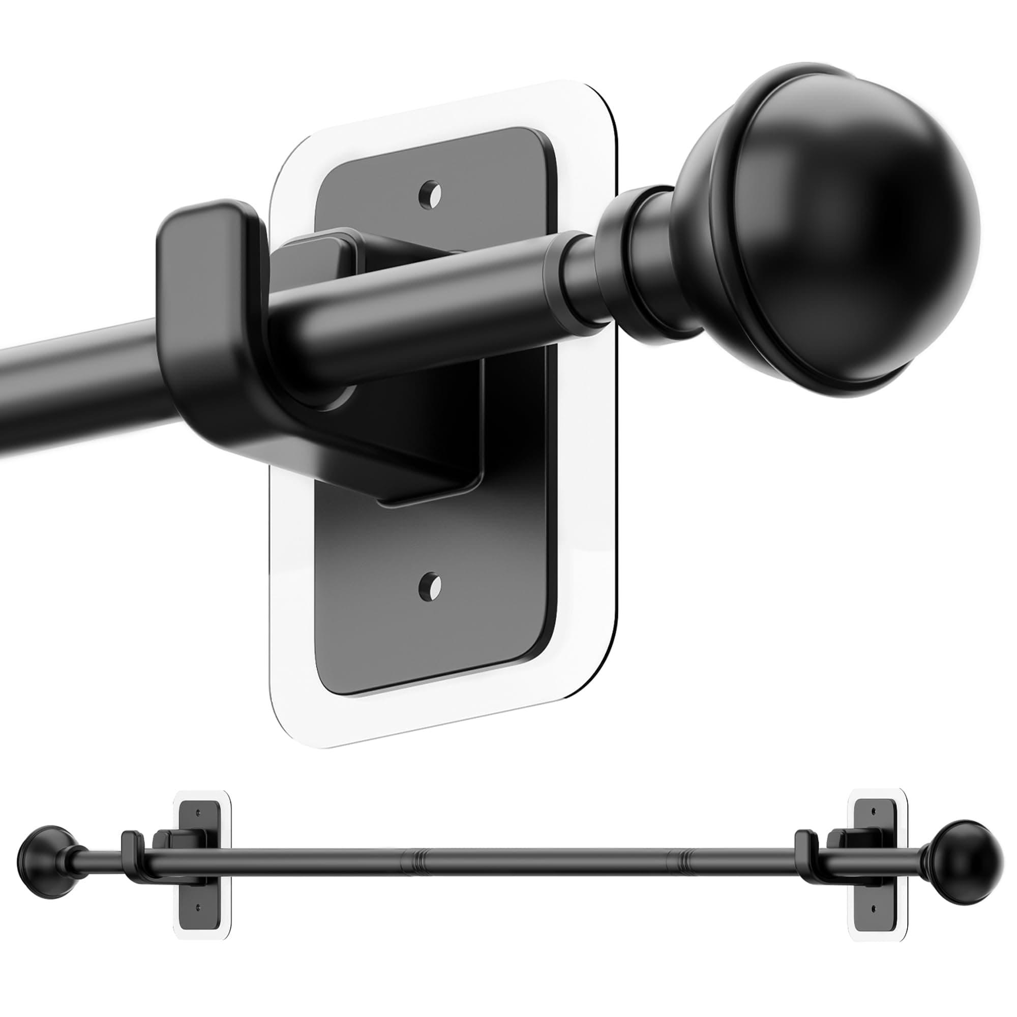 ENJOYBASICS Curtain Rods No Drilling for Renter, 28-47" Adjustable, Black