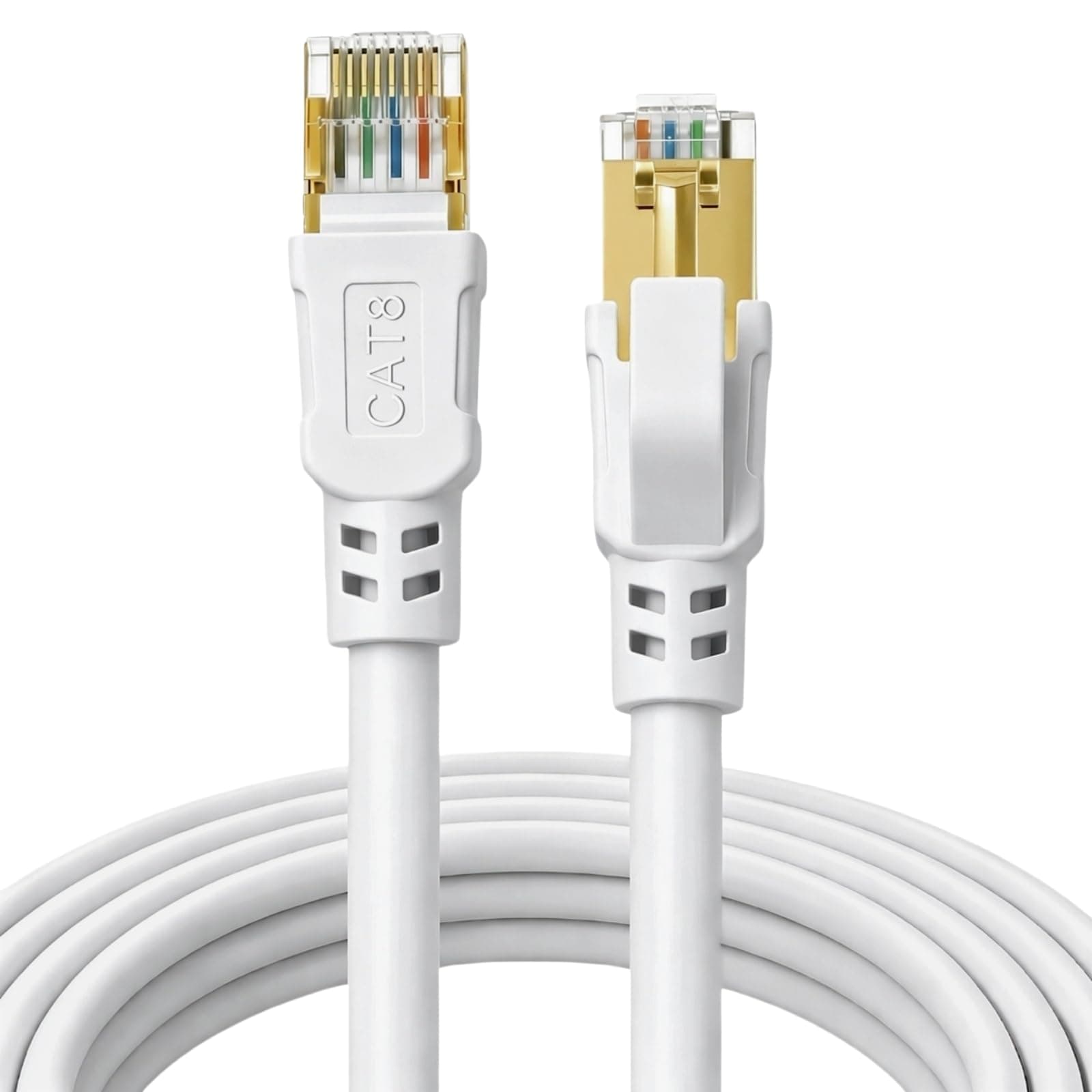 DDMALL Cat 8 Ethernet Cable 20FT, 40Gbps Round Internet Cable (20ft, White)