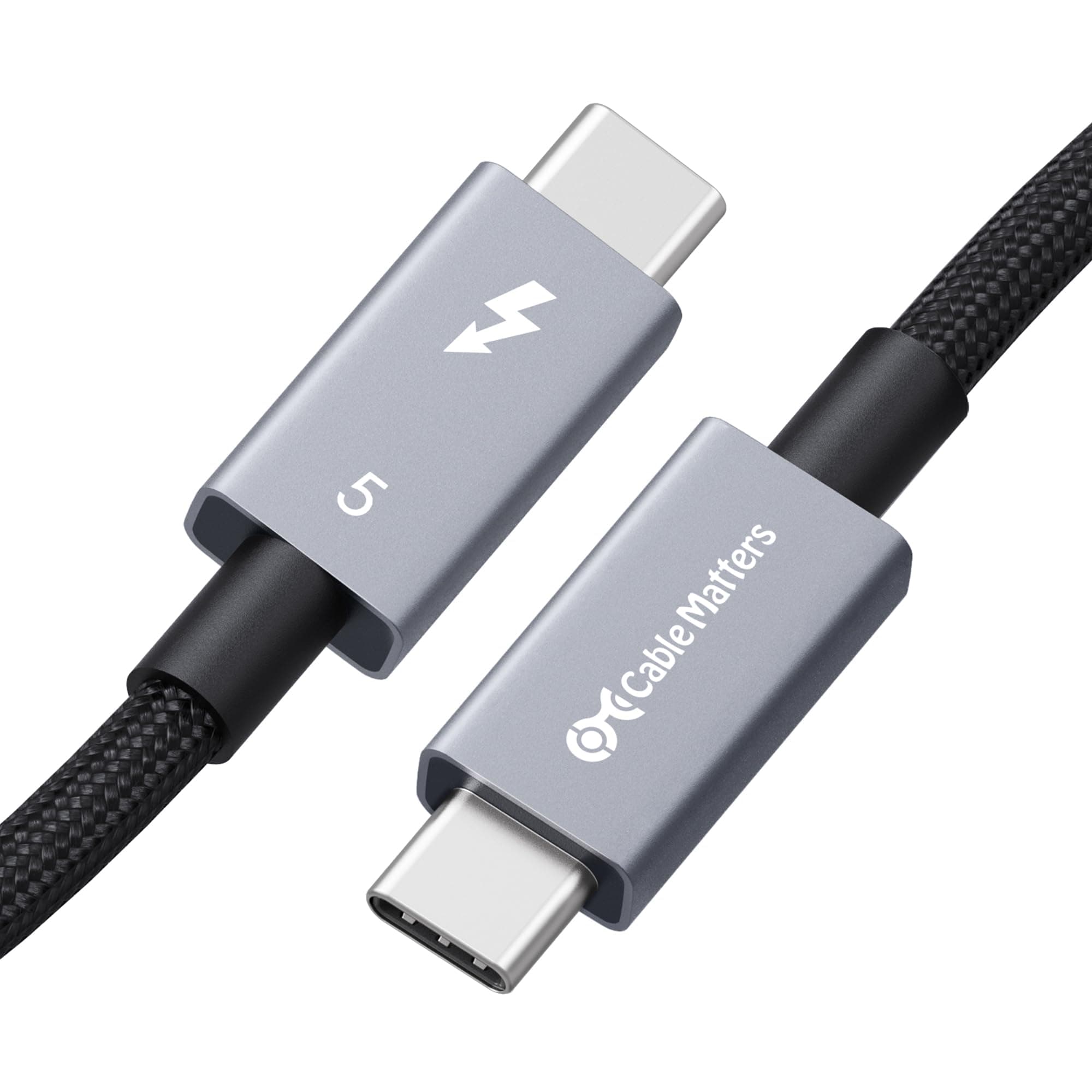 [Intel Certified] Cable Matters 80Gbps Braided Thunderbolt 5 Cable with up to 120Gbps Bandwidth Boost and 240W Charging in Black - 3.3ft/1m, Compatible with Thunderbolt 4/3, USB4, and USB-C
