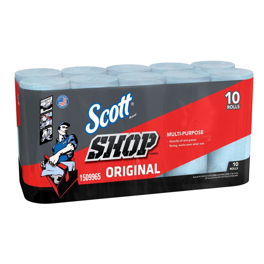 Scott Shop Towels, Blue, 55 Count x 10 Rolls