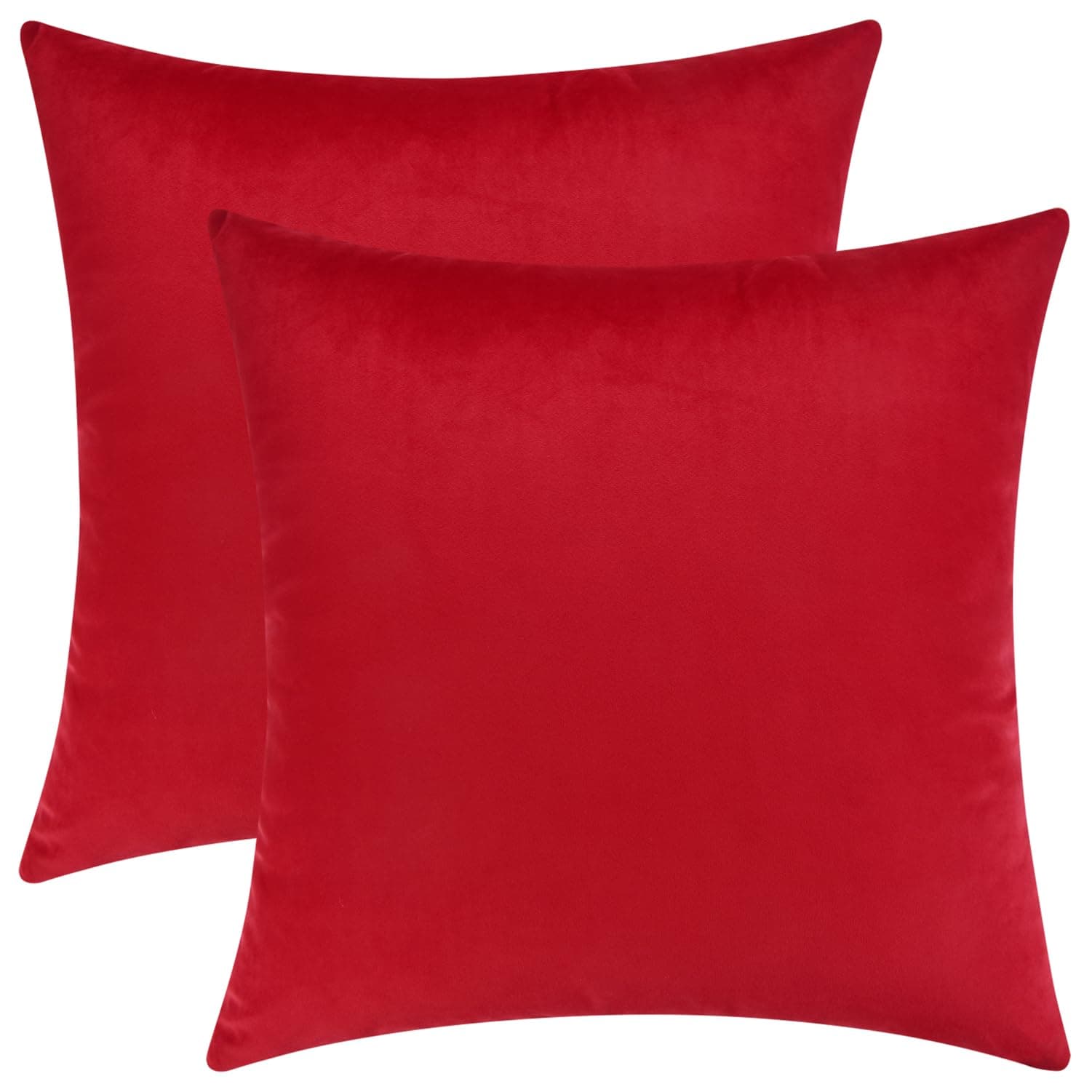 Mixhug Decorative Throw Pillow Covers, Velvet Cushion Covers, Solid Throw Pillow Cases for Couch and Bed Pillows, Red, 20 x 20 Inches, Set of 2