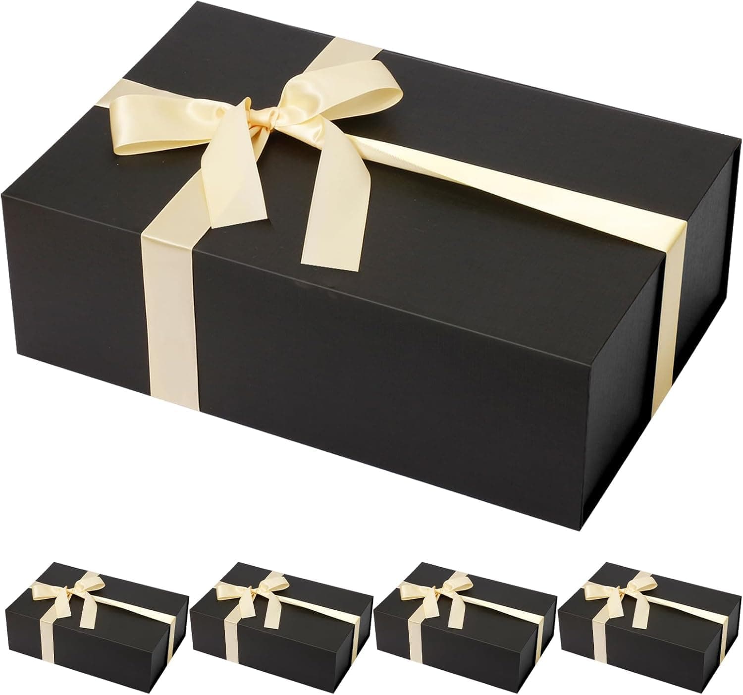Rinrda 5 Pack White Large Gift Box 13.8"x9"x4.3" (Black)