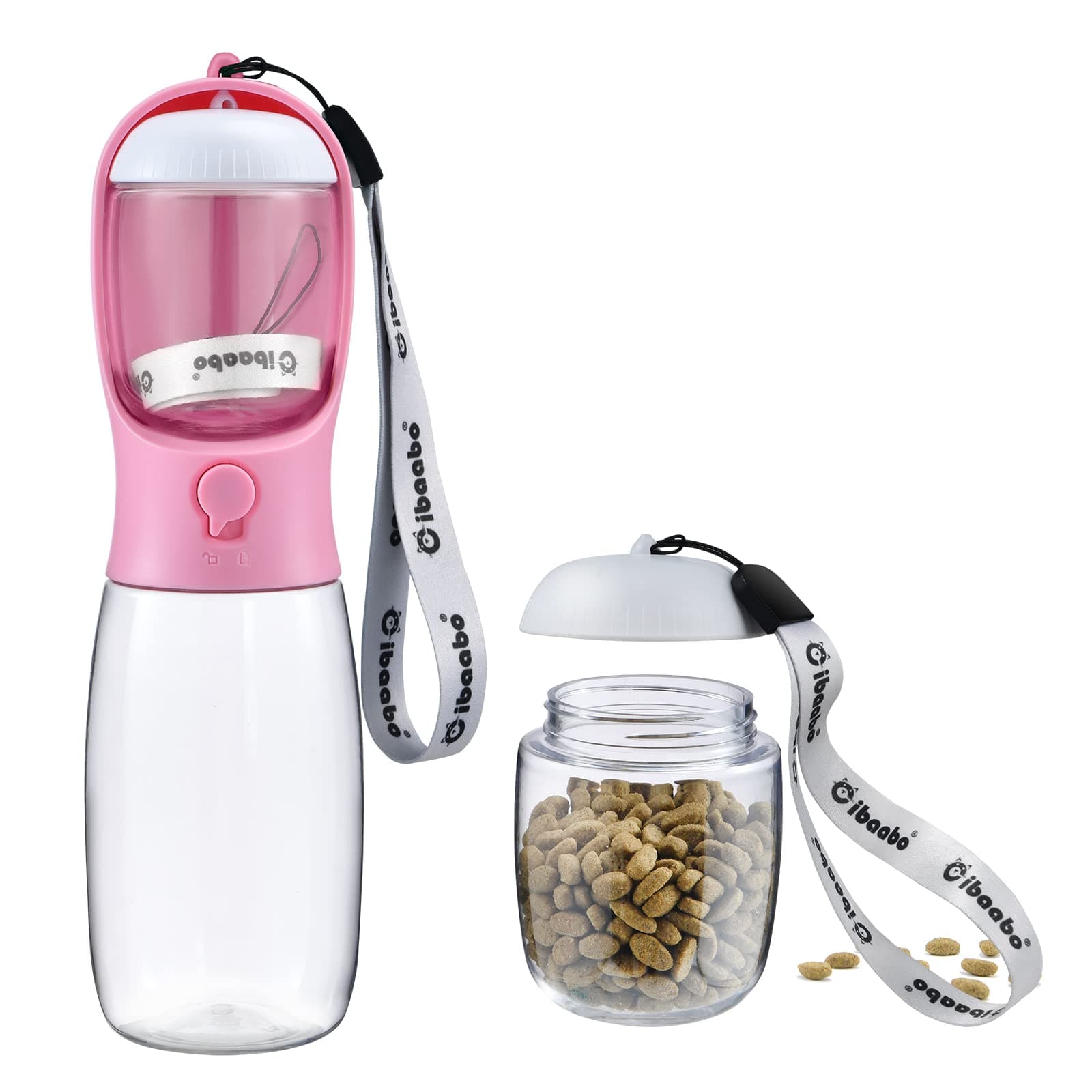 Cibaabo Dog Water Bottle with Food Container, Travel Puppy Water Bowl, Portable Pet Dispenser, Dog Gift, Puppy Essentials for Yorkie Chihuahua Walking and Hiking
