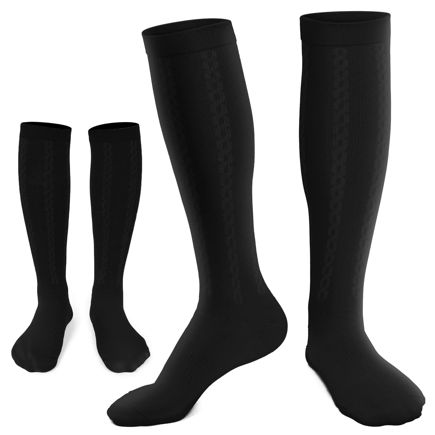 DHSO Compression Socks for Men Women, 2 Pairs 30-40 mmHg Knee High Stocking