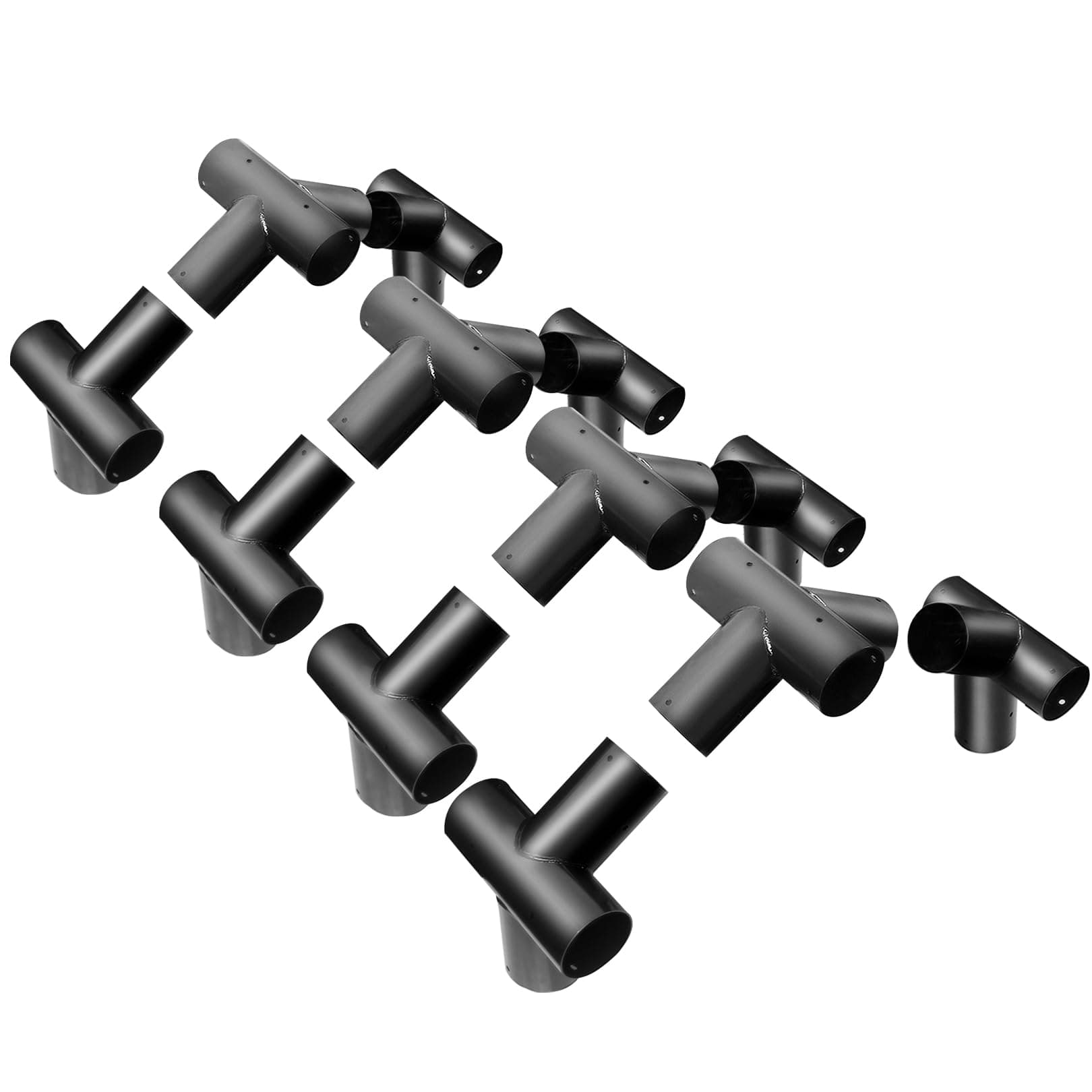 Aoneky 1-3/8 Inch Inner Diameter 8-Leg High Peak Corner Canopy Connector Kit, 120 Degree Angle Carport Frame Bracket for 1" EMT 1" Galvanized Pipe 1-3/8" Fence Top Rail, Black Powder Coated