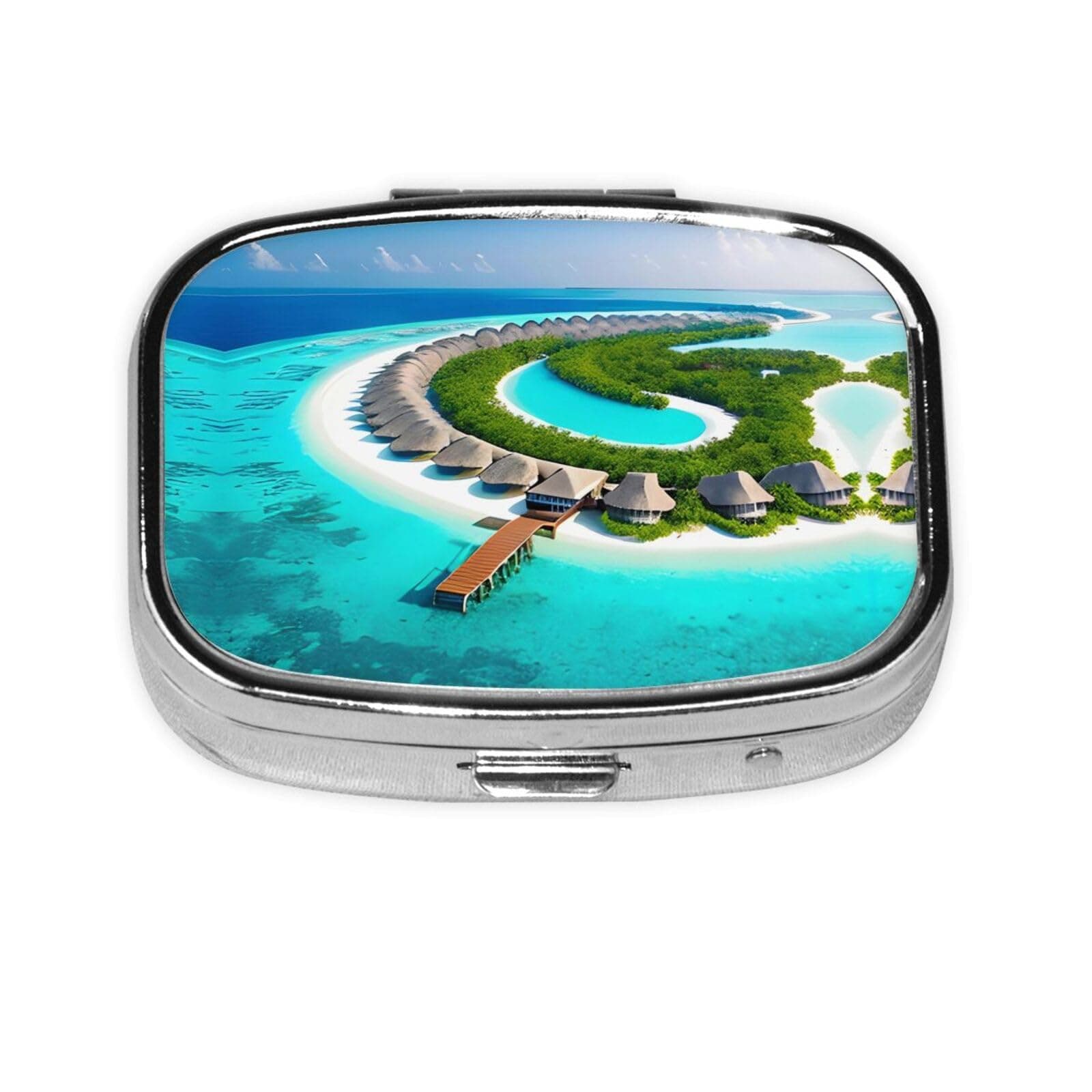 WXZYFP The square mini medicine box is suitable for putting in pockets or wallets. It is easy to open and practical.Maldives Scenery