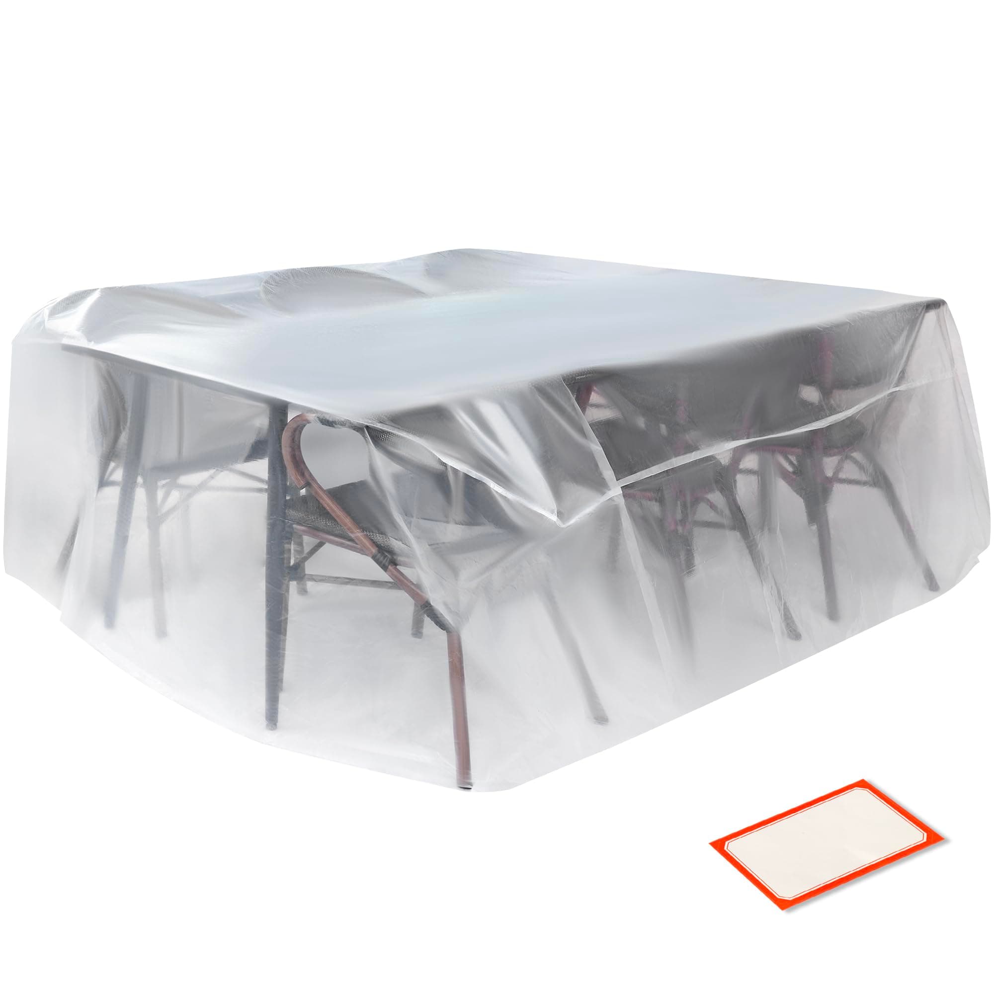 Storage Standard Patio Table and Chair Cover for Outdoor Furniture - Rectangular Outdoor Patio Furniture Covers Waterproof, Reusable Heavy-Duty Plastic Table Cover Protector, 111" x 74" x 28"