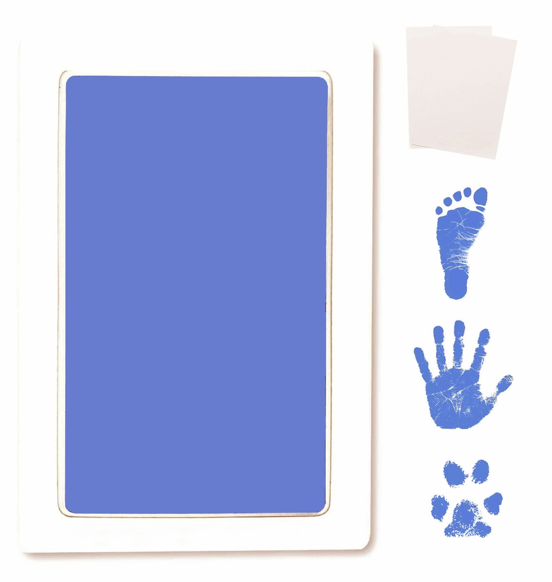 Inkless Large Clean Touch Ink Pad Kit for Baby Footprint, Handprint & Pet Paw Print - No Ink Mess, Clear Detailed Print, Smudge Resistant, Long Lasting, Baby Safe, Includes 2 Cardstock(Clean-Touch - Blue)