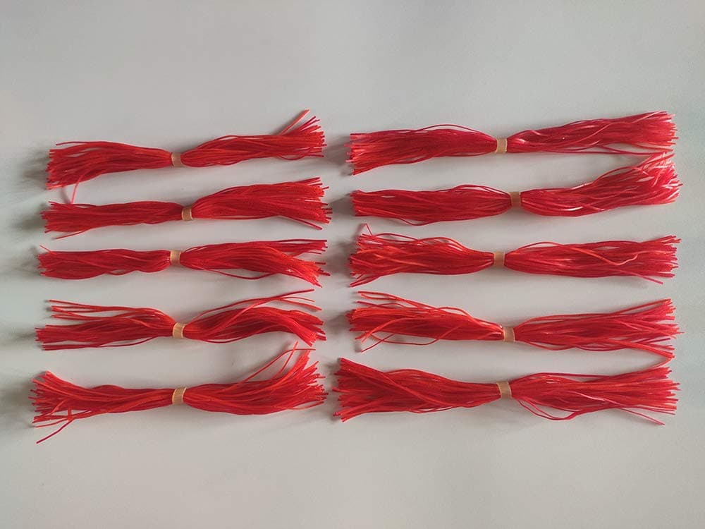 10 Bundles 50 Strands Fishing Silicone Skirts Spinnerbaits Buzzbaits Squid Rubber Line Jig Head Lures Replacement Fly Tying Material Color All Red