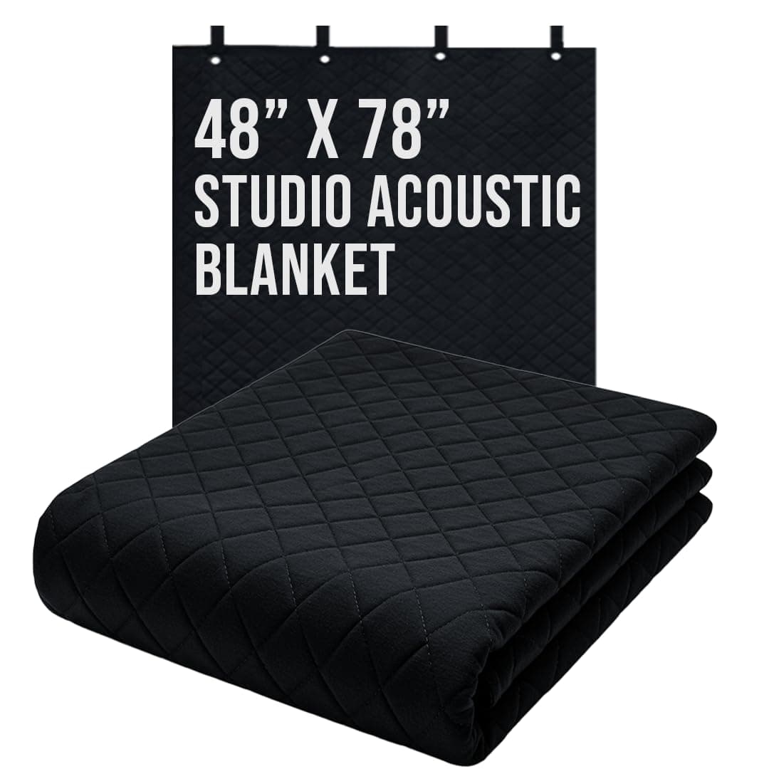 Boxer Studio Sound Dampening Blanket 48" x 78" - Door - Window - Diamond Pattern Insulated Blanket, Light Blocker, Sound Absorbing - Grommets and Loops