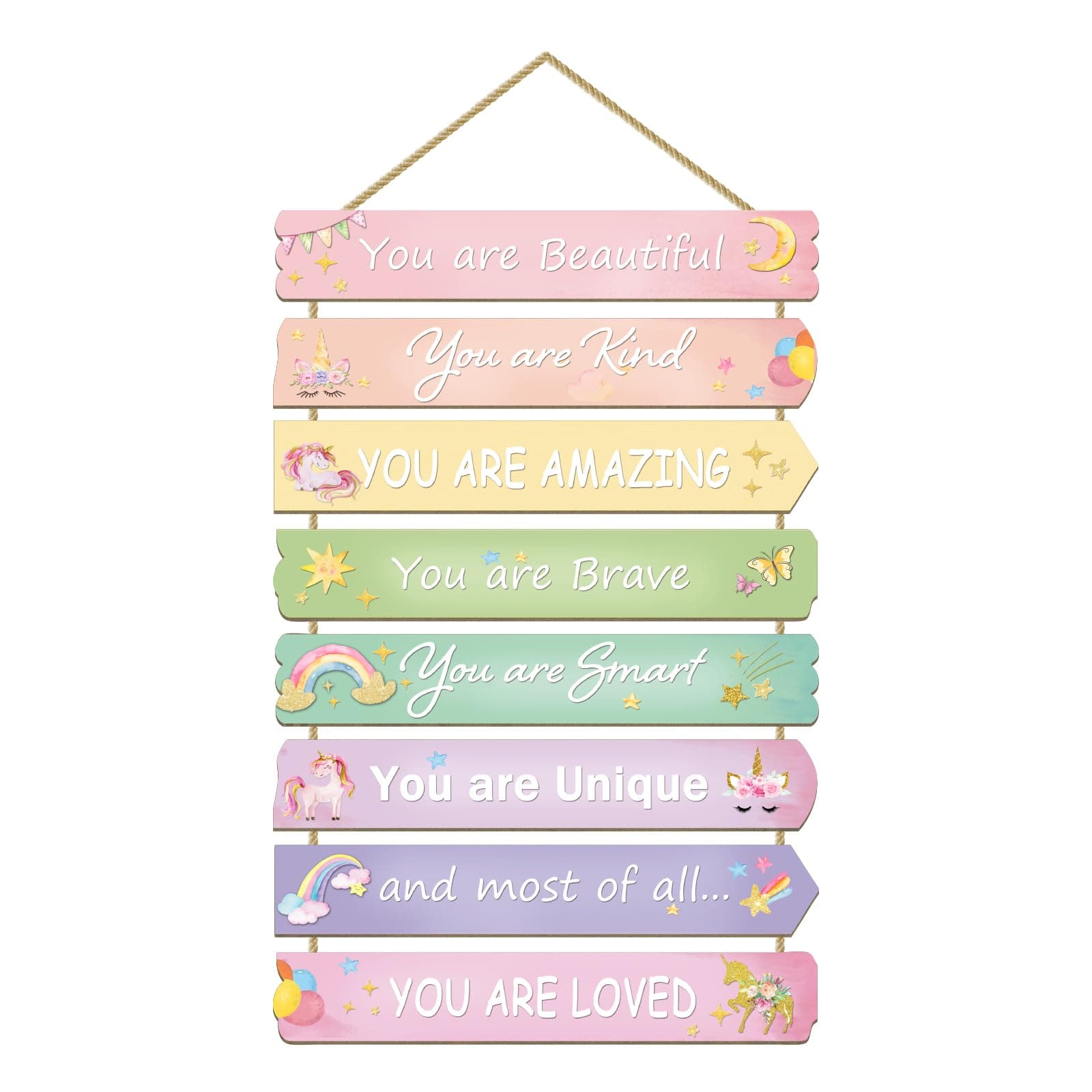 Unicorn Rainbow Room Decor for Girls - Inspirational Wall Art, Toddler Room Wood Sign, Nursery Decor