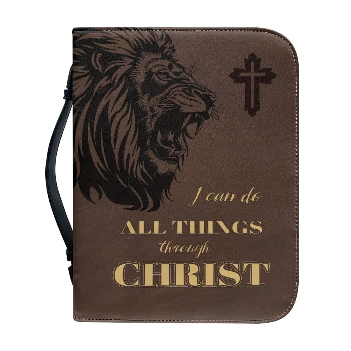 Juxafoqu Lion Bible Covers Case for Men Bible Carrying Cases Bible Book Carrier Tote Bags with Pockets Handles Zipper Christian Accessories Gifts