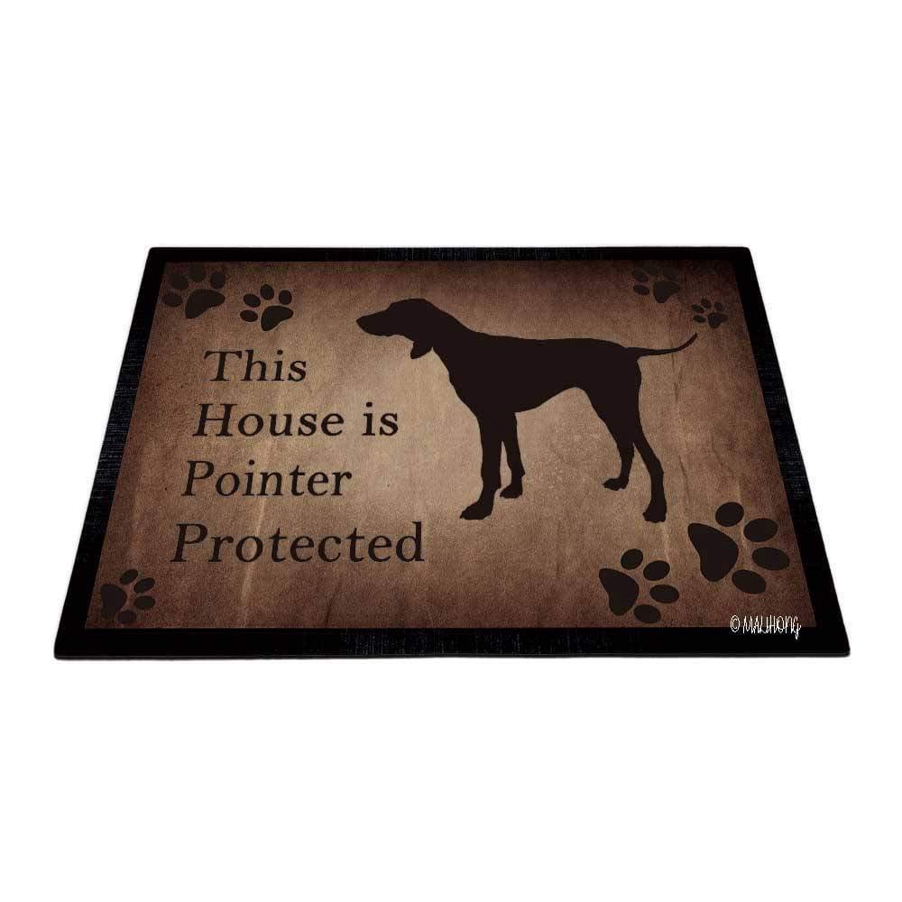 MALIHONG Dog Silhouette DoorFloor Mat This House is Pointer Protected Floor Mat Old Paper Backgrund with Paw Rugs for Home Decor 23.6 x 15.7 Inch