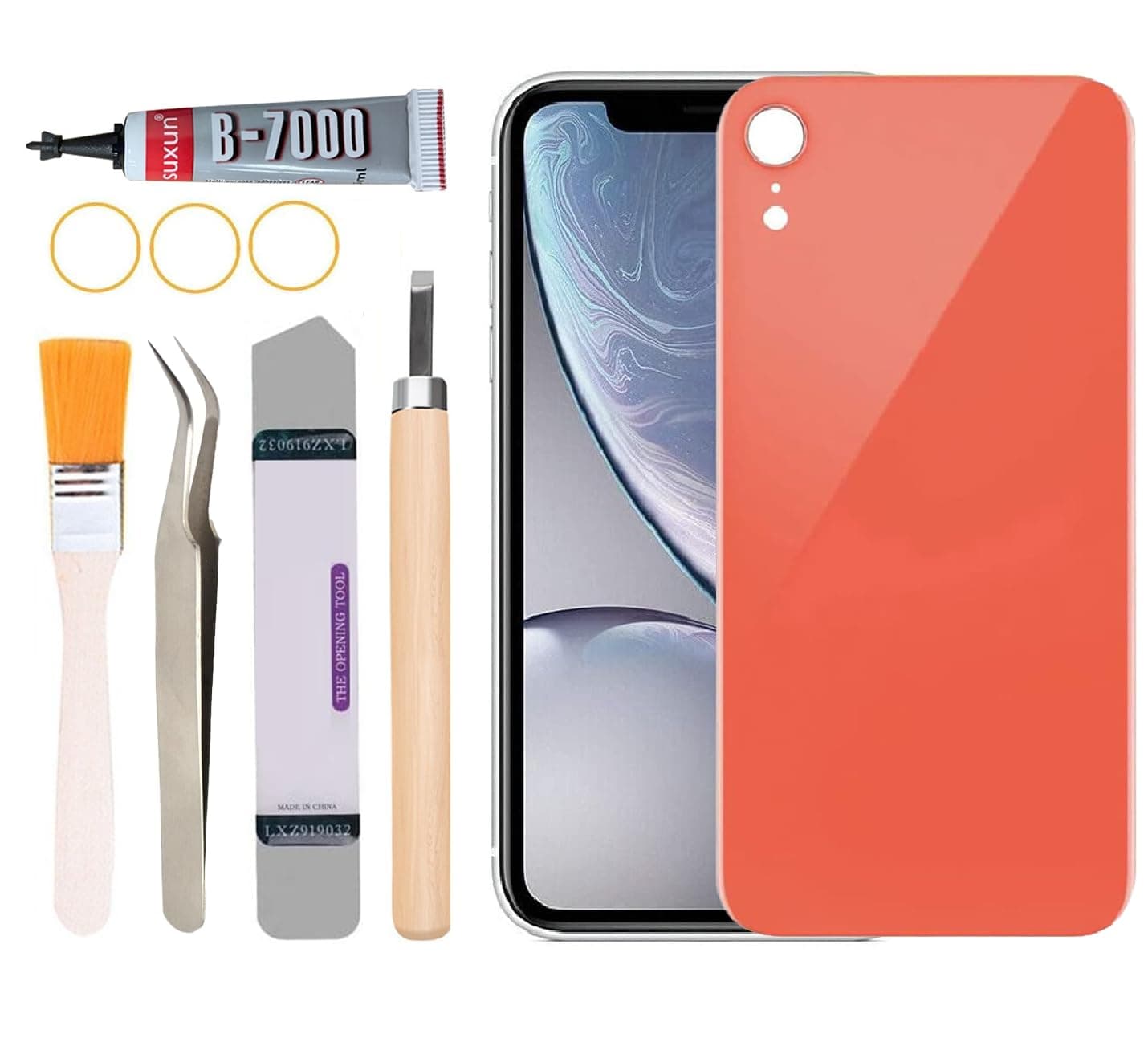 Yuntunele Back Covers Glass Replacement for iPhone XR All Carriers with Professional Tool Set (Orange)