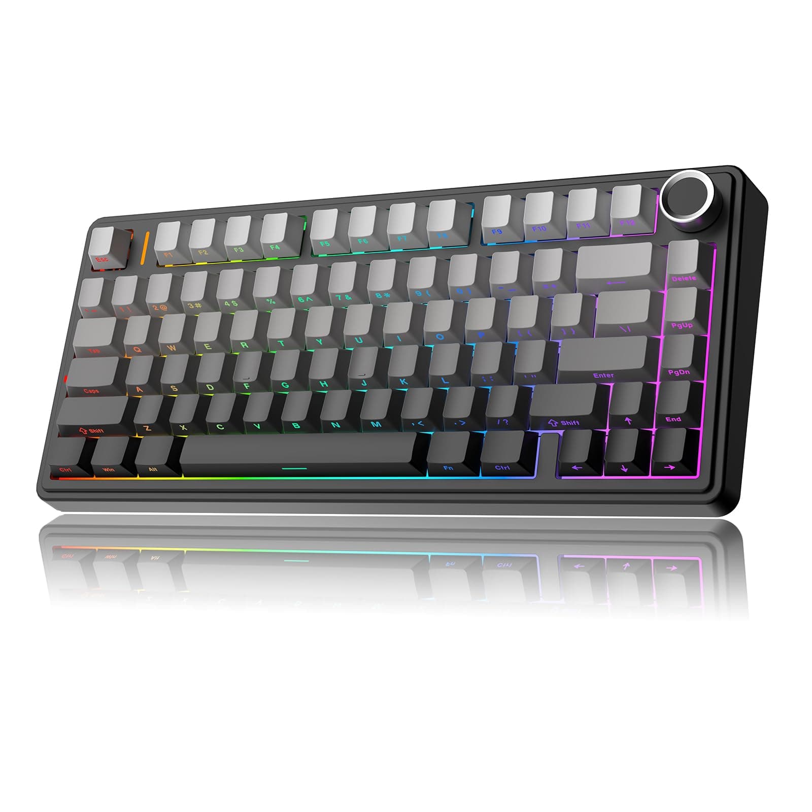 MechLands Aula F75 PRO 75% Wireless Gaming Keyboard, Gasket Mechanical Custom Keyboard with Five-Layer Padding, Bluetooth/2.4GHz/USB-C, Hot Swappable, Knob, RGB, Reaper Switches (Gradient Black)