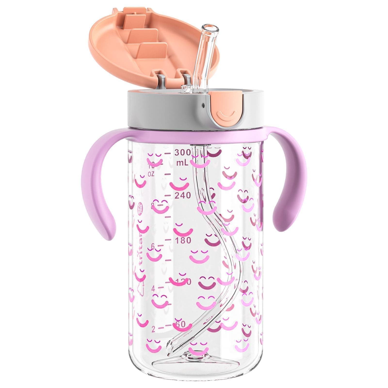 Evorie Tritan Spill Proof Straw Sippy Cups for Toddlers 1–3 Years, 10 Oz