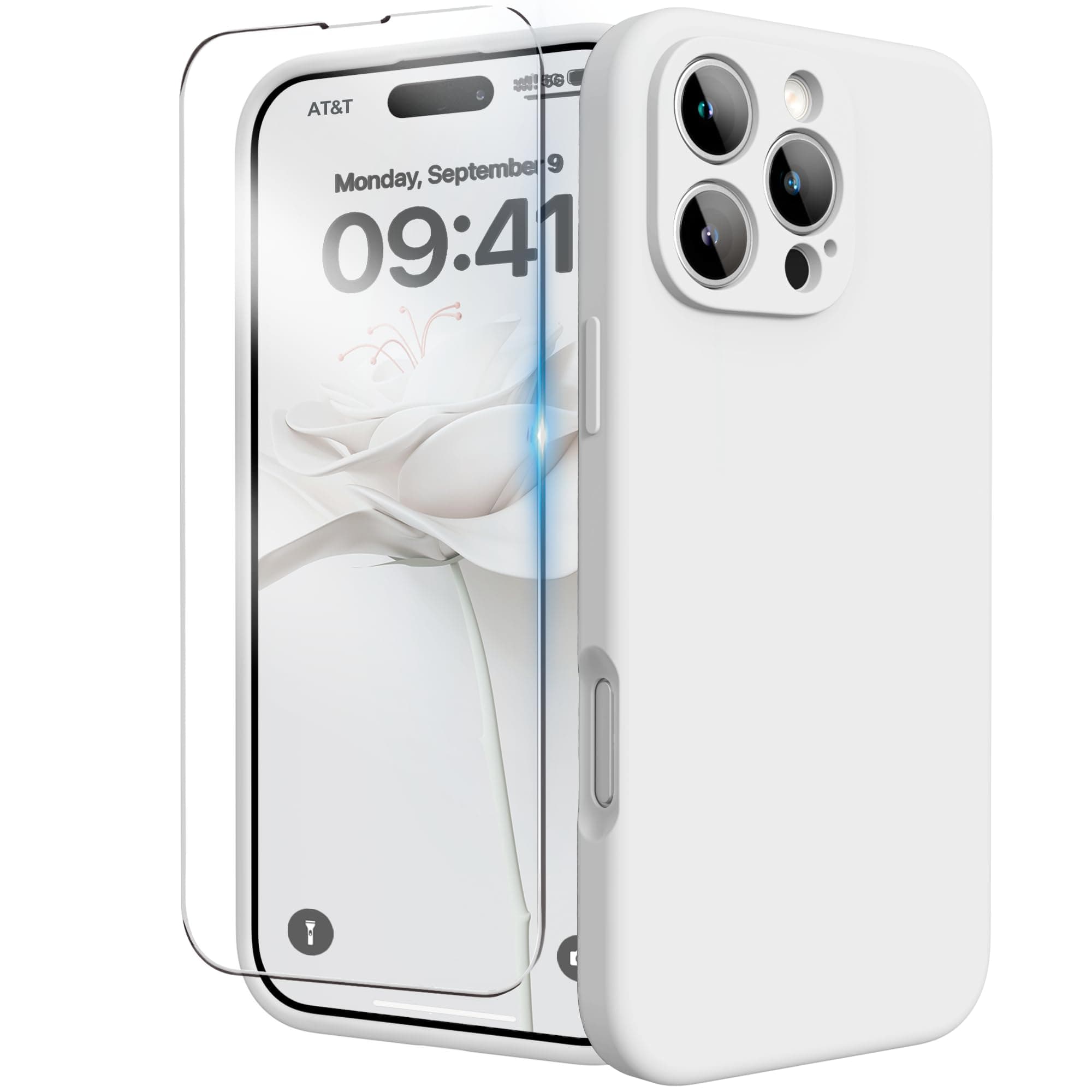 INGIDO for iPhone 16 Pro Max Case with Screen Protector, White