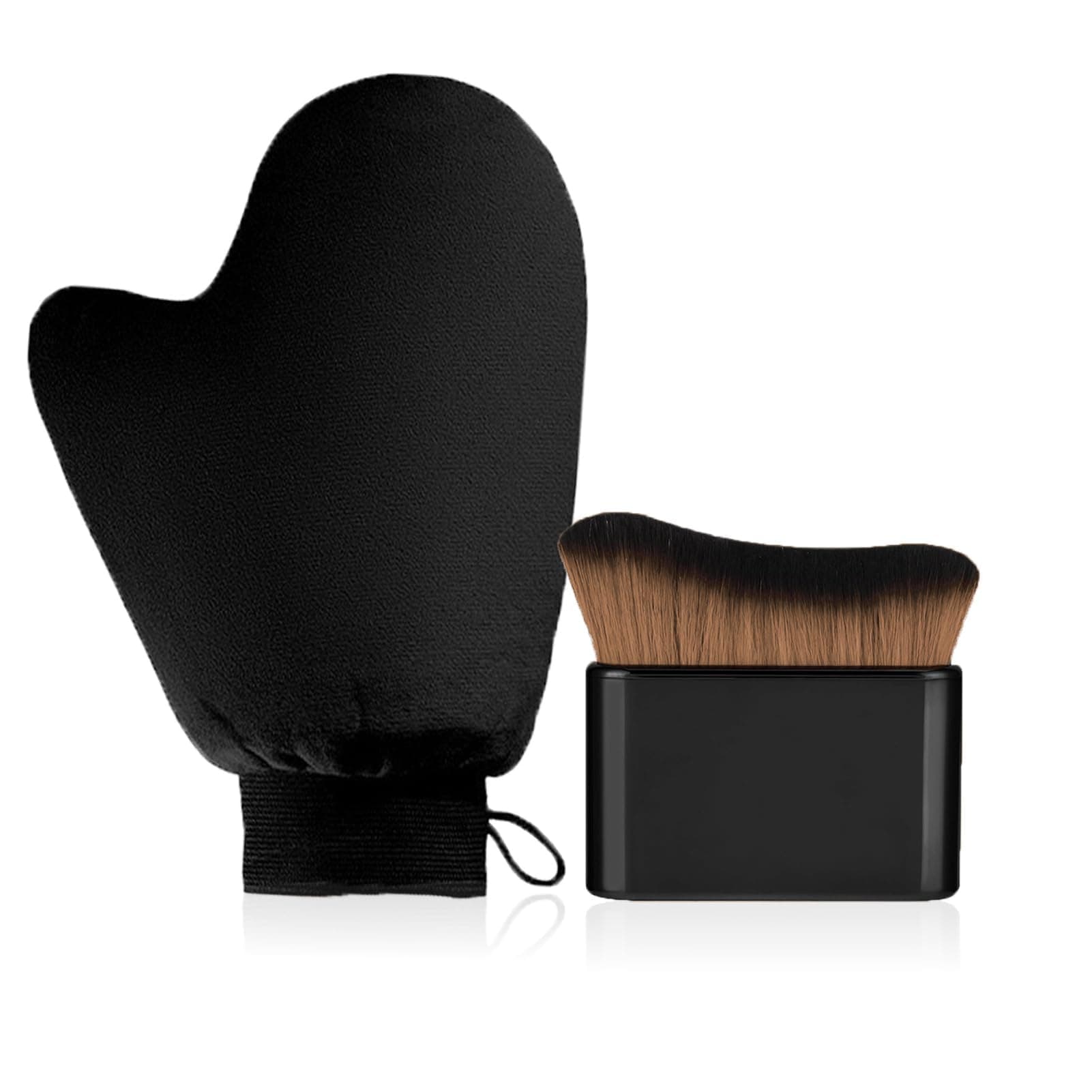 2-in-1 Tanning Mitts and Brush, Double-layer Mitt Tanning Glove, Waterproof Self Tanner Mitt Applicator for Lotion, Sunless, Spray Tan, Face, Body(Black)