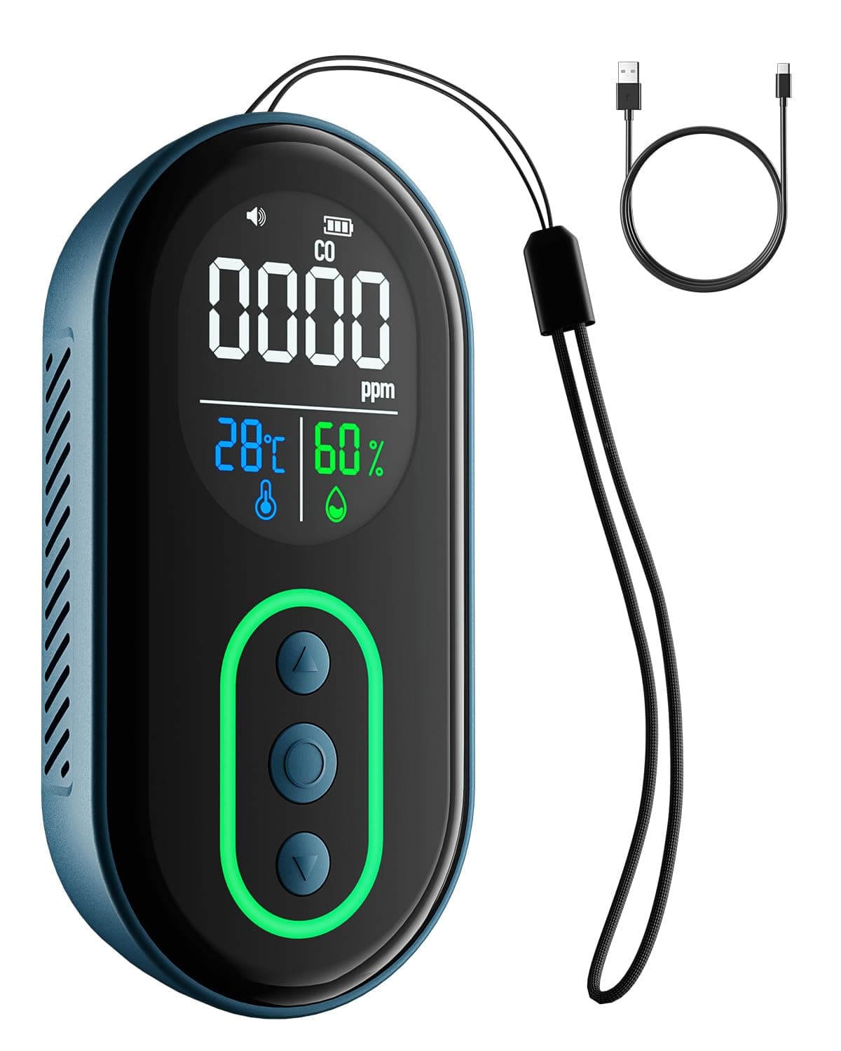 GasDoc DS-399 Carbon Monoxide Detector, 168H Standby, Rechargeable 3-in-1 Portable CO Detector with Audible & Visual Alerts for Travel & Camping, CO Meter for Home, Car & Tent - Dark Blue