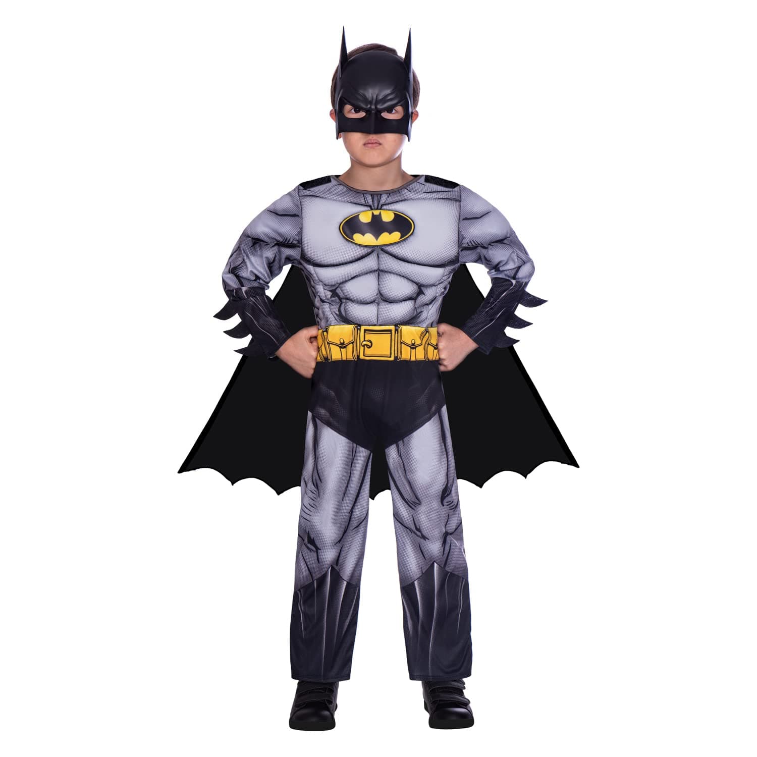 amscan 9906058 - Kids Official Warner Bros. DC Comics Classic Batman Fancy Dress Costume Age: 4-6 Yrs, Grey