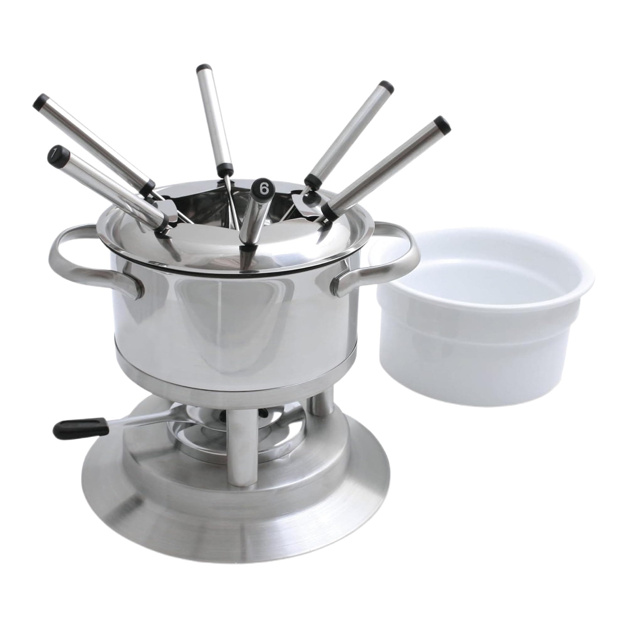 Swissmar Arosa 11-Piece Stainless Steel 3-in-1 Fondue Set - Ideal for Melting Cheese, Chocolate, Butter, & More - Perfect for Kitchen Collection & Wedding Gift Giving - 1.6 Quarts / 1.5 Liter