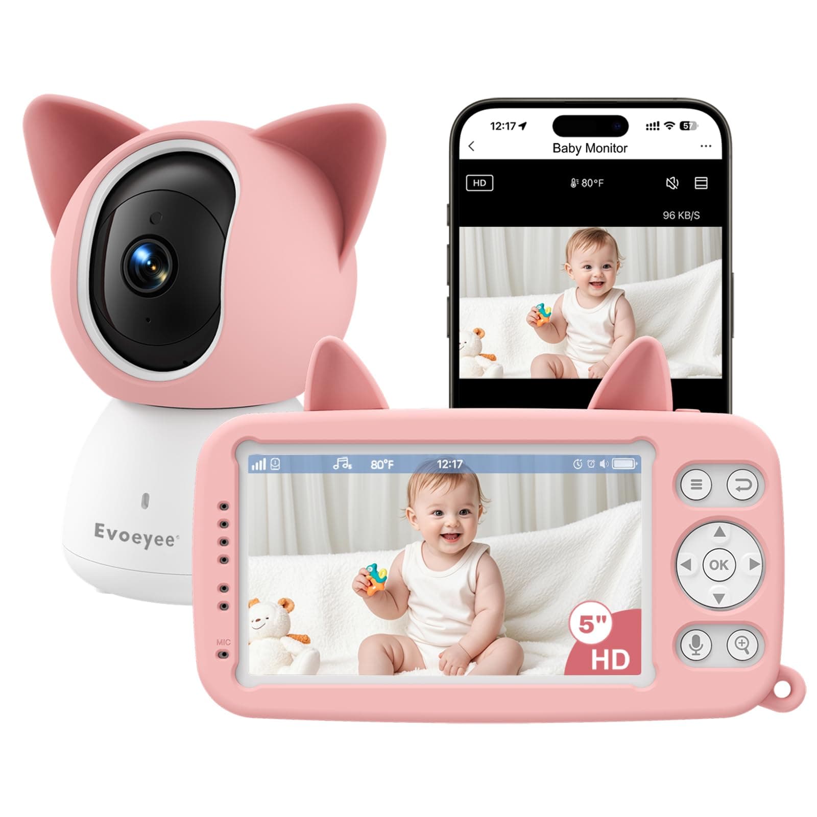 Evoeyee Baby Monitor with Camera and Audio, 1080P FHD Smart Baby Camera