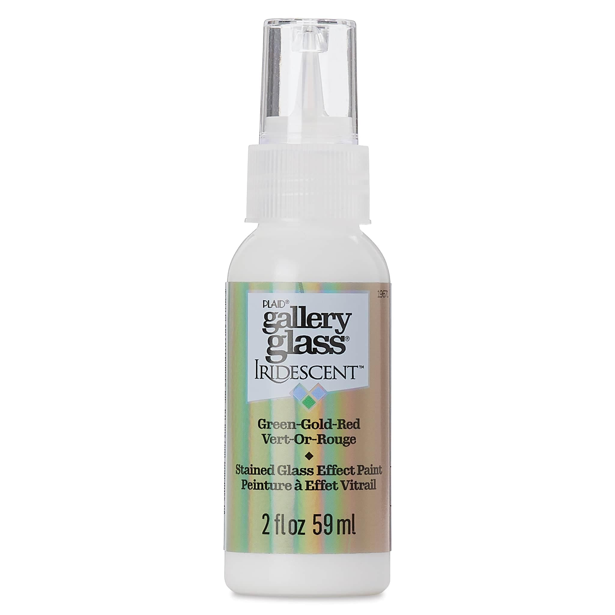 Gallery Glass Stained Glass 2 fl oz Brilliant Finish Paint, Perfect for Easy to Apply DIY Arts and Crafts, 19671, Iridescent Green/Gold/Red