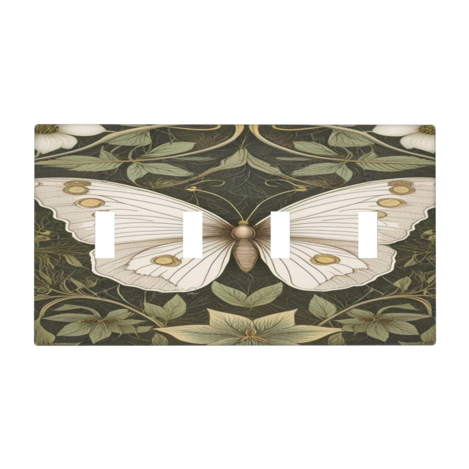 Decorative Art Light Switch Covers,4 Gang Toggle Rocker,Wall Plate,Switchplate Electrical Faceplate,Butterfly