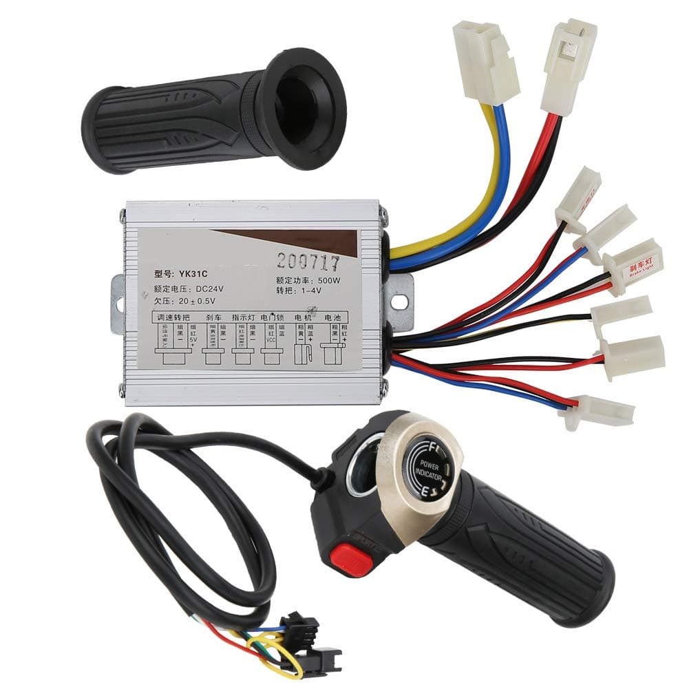 Pretfy 24V 500W Brush Controller Kit with LCD Display and Throttle Handle for Electric Ycle Scooter Tricycle Motor Speed Control System Replacement Part