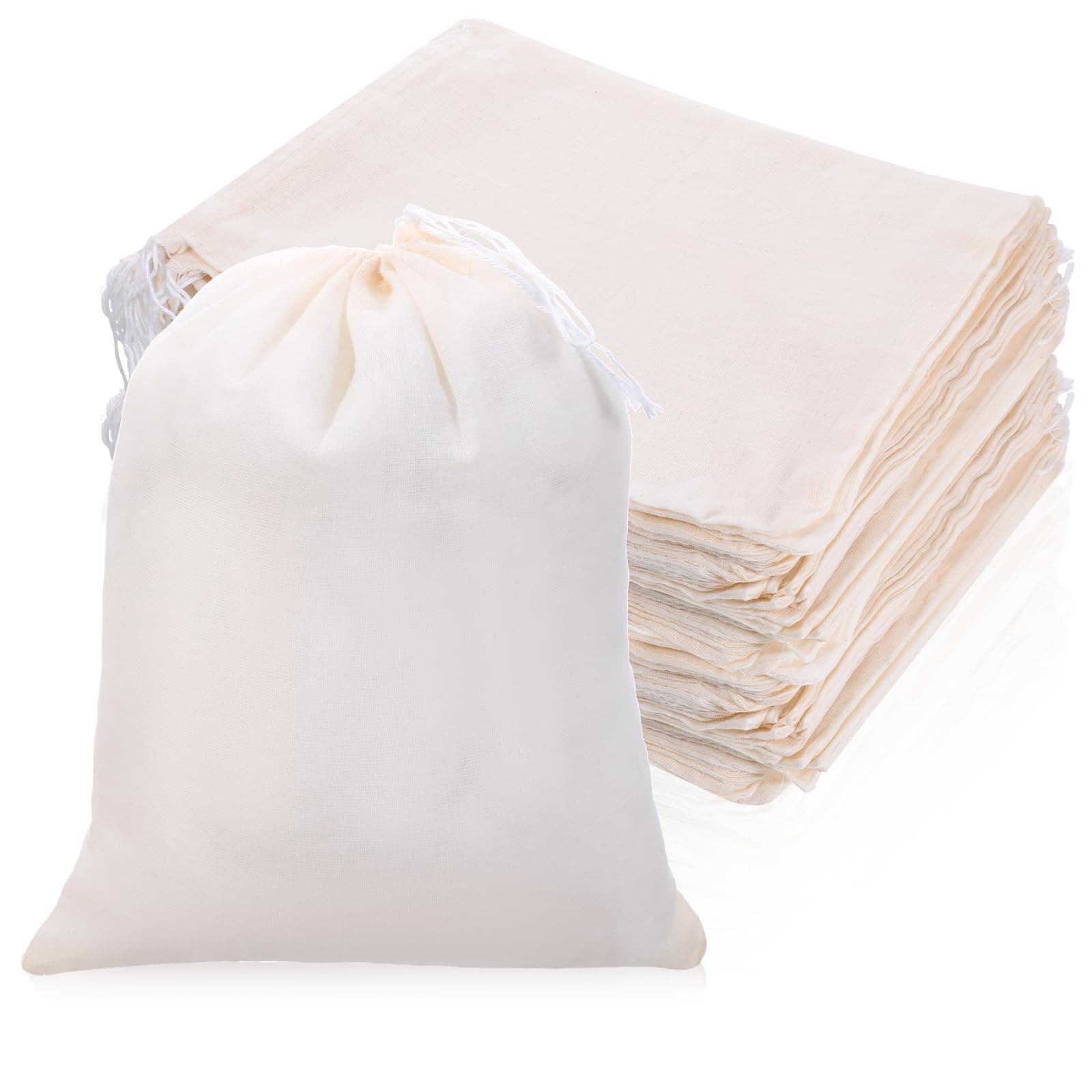 SHENLIU 100 Pieces Drawstring Cotton Bags Muslin Bags for Storage, 8 x 10 Inches Multipurpose Sachet Pouch for Tea Jewelry Wedding Party Favors Storage Home Supplies