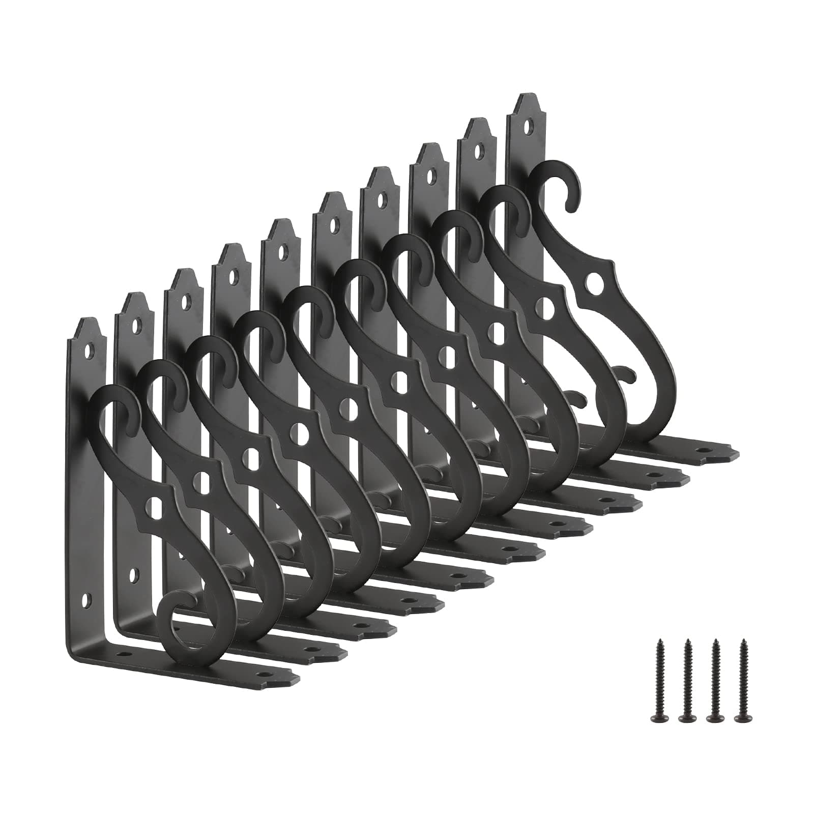 HOME MASTER HARDWARE 5 inch Shelf L Brackets Decorative Shelf Brackets Shelf Support Corner Brace Joint Right Angle Bracket with Screws Black 10-Pack (5 x 3-1/2 inch)