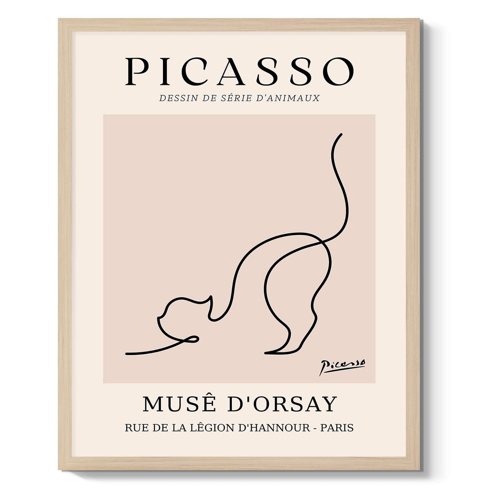 Pablo Picasso Wall Art Cat Canvas Prints Picture Minimalist Wall Decor Picasso Abstract Line Drawing Posters Framed Artwork for Living Room Bedroom Home Office Decoration Gifts, 8x10 Inch