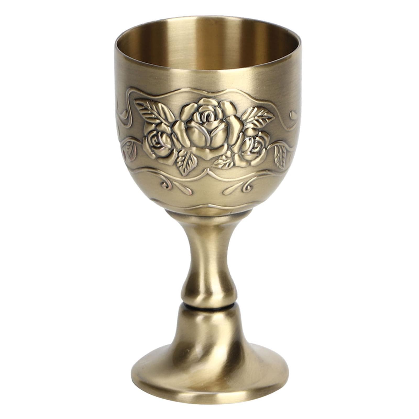Luatoxry Gold Goblet, 3.1x1.6in Wedding Goblets, Vintage Mini Goblet, European Holy Cup Wine, Zinc Alloy Flower Embossed Gold Wine Glasses for Home Bar, Party, Wedding Decoration