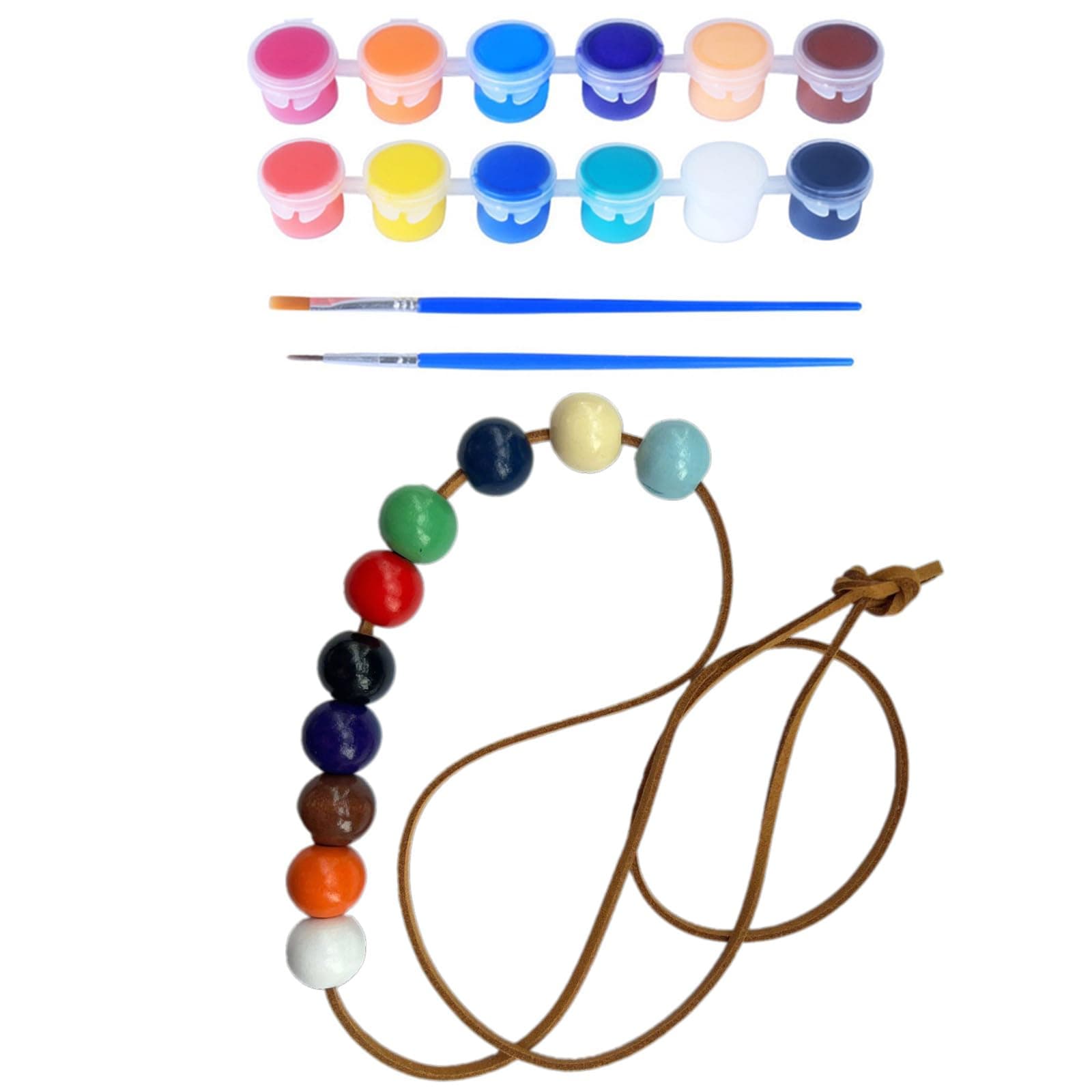 XHBTS DIY Half-Blood Brown Faux Leather Cord Colorful Painted Wooden Bead Demigod Olympian Necklace