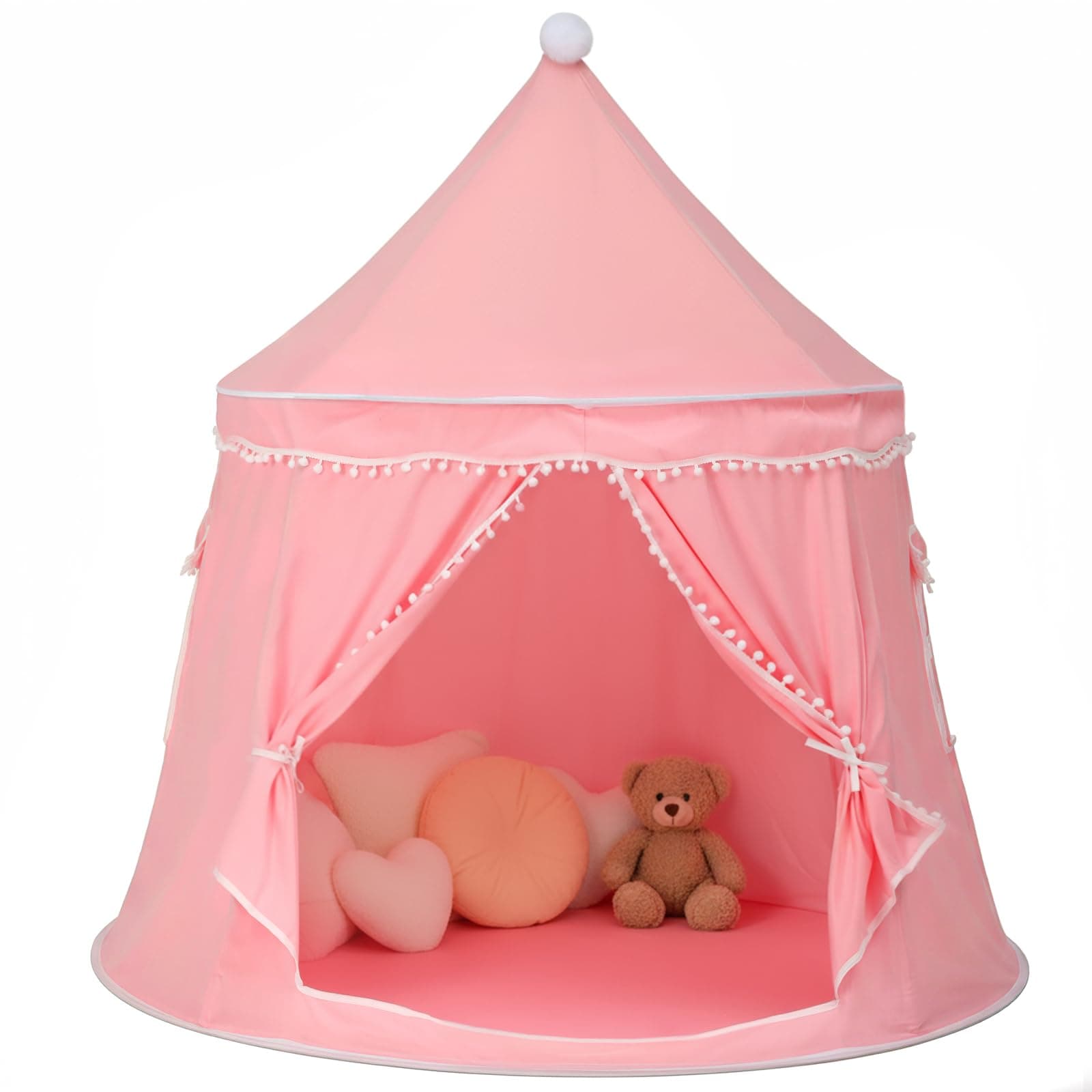 Kids Play Tent, Large Princess Tent, Kids Castle Play Tents with Carry Bag, Indoor Outdoor Game Playhouse, Portable Children Yurt Tents, Birthday Gift for Girls, 47''x45'', Pink