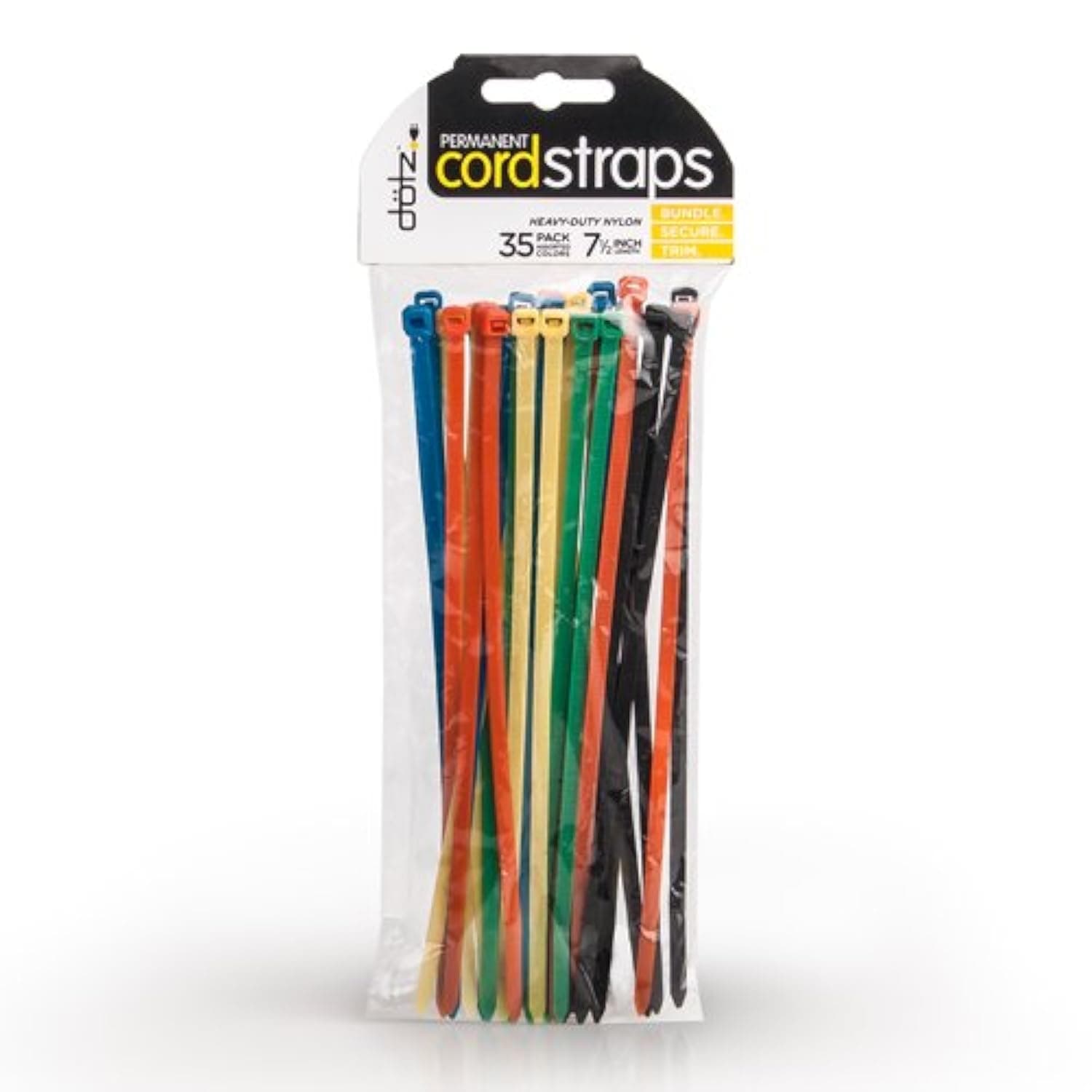 Dotz Permanent Cord Straps for Cord and Cable Management, 35 Count, Assorted Colors (PCS232MC35-C)