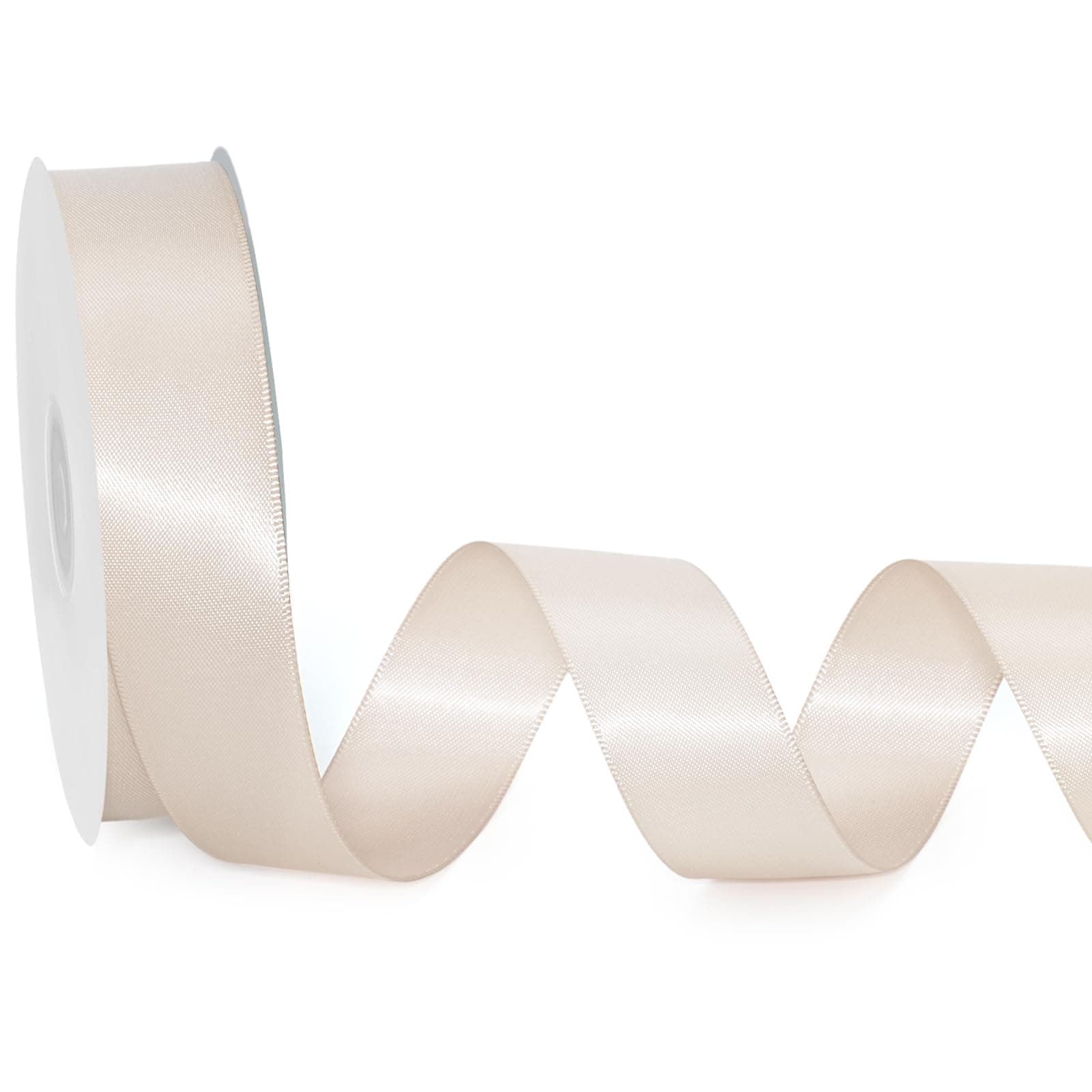 LaRibbons Champagne Satin Ribbon, 1 inch x 50 Yards, Solid Color
