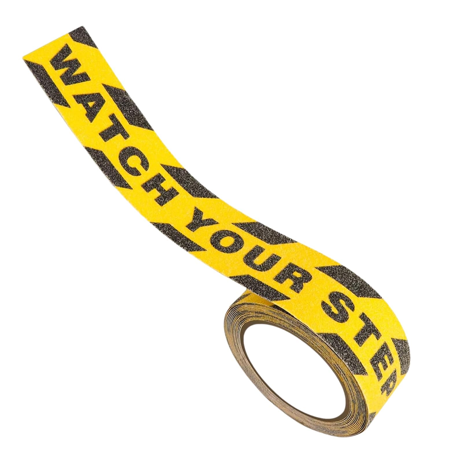 1 Pieces Watch Your Step Caution Tape 1.97in x 16.4Ft Warning Sticker Adhesive Tapes Yellow Caution Tape Anti-Slip High Traction Safety Grip Tapes for Stairs Steps Ladder, Indoor Outdoor Treads ﻿