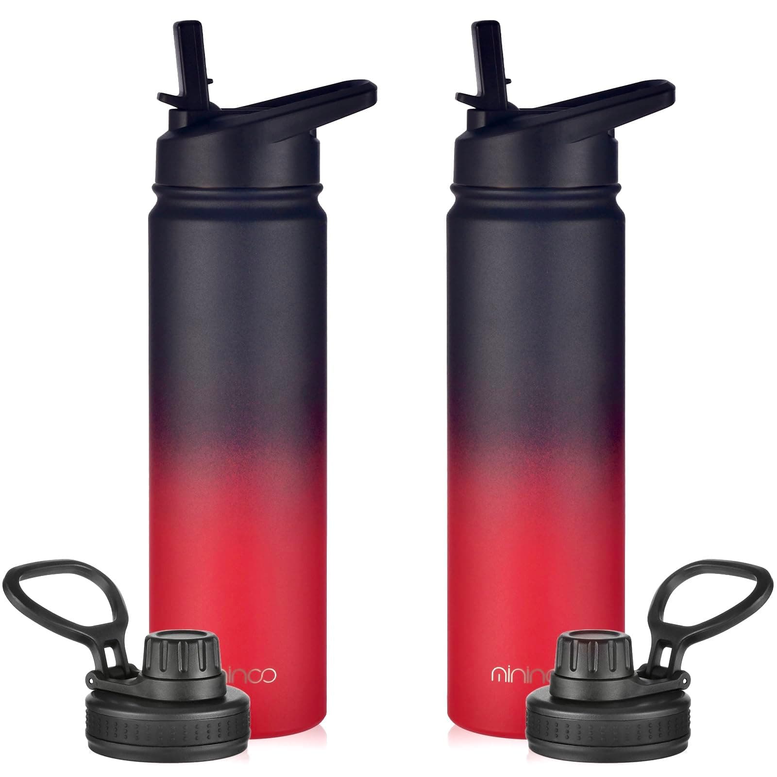 mininoo Insulated Stainless Steel Water Bottle with Straw and Lid for Sports