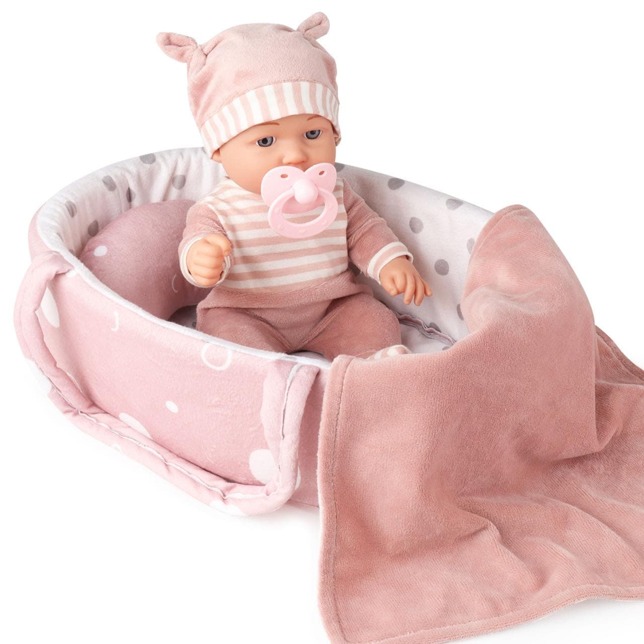 Enjoyin 12'' Baby Doll Toy Set with Accessories Includes Carrier Bassinet Bed, Pacifier, Blanket, and Pillow, Baby Doll Toy for Toddlers 36 Months and Up