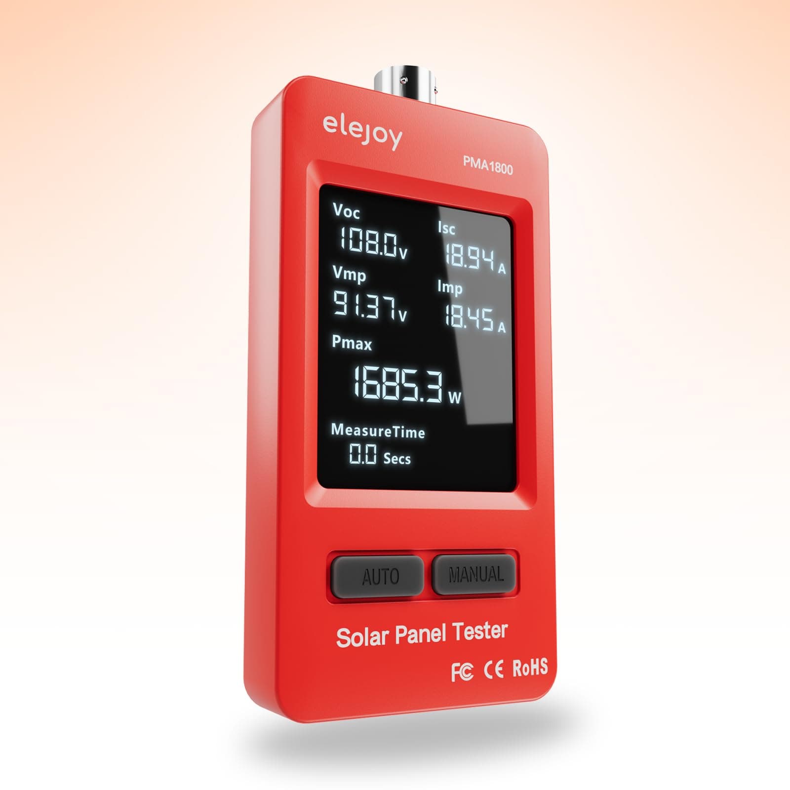 PMA1800W Solar Panel Tester, Solar MPPT Meter with Large Ultra Clear LCD Display, Improved Measuring Range (5~1800W, 20~120V, 0~60A), Smart MPPT Tools for