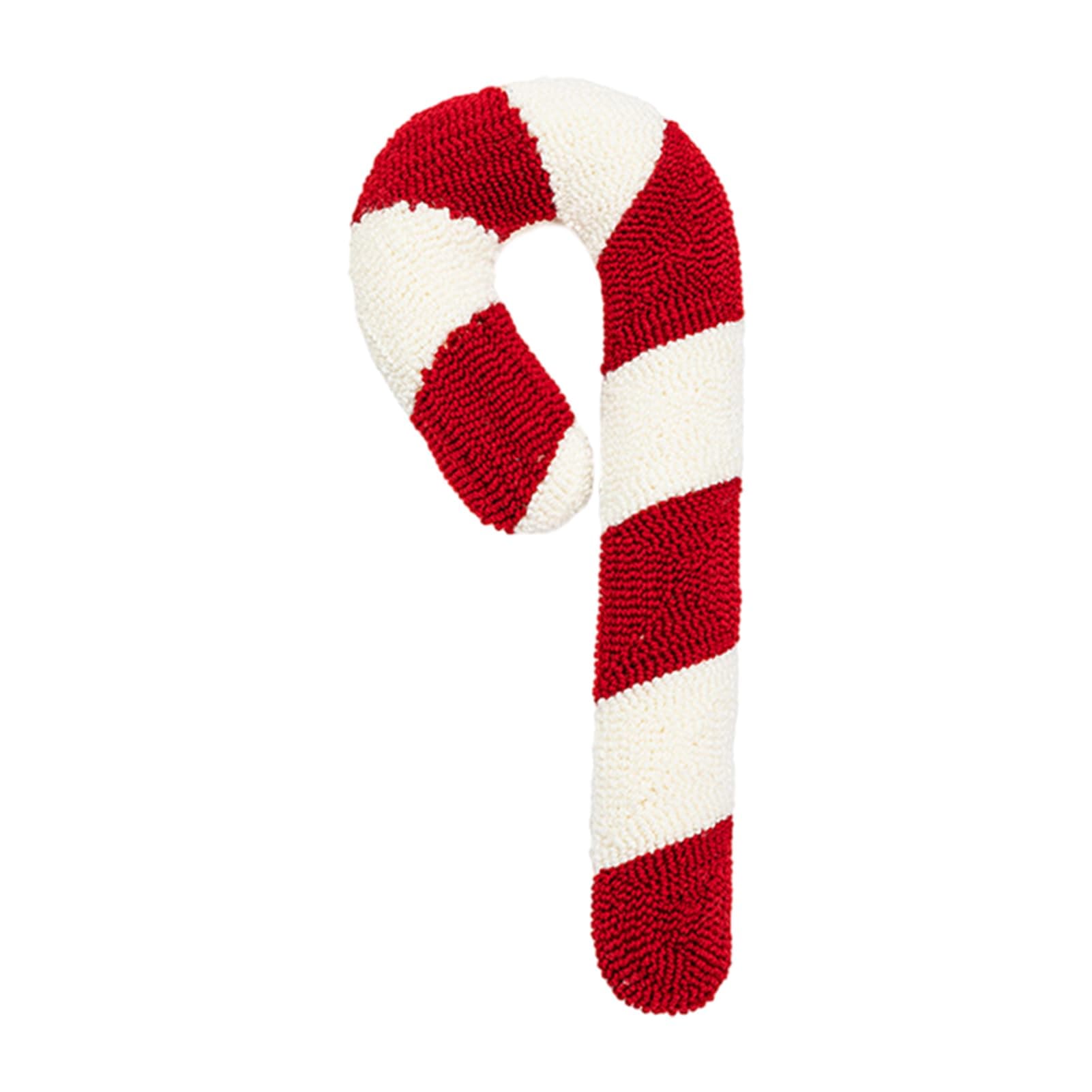 Candy Cane Shaped Throw Pillow - Peppermint Pillow for Bedroom & Sofa - Red & White Christmas Decor