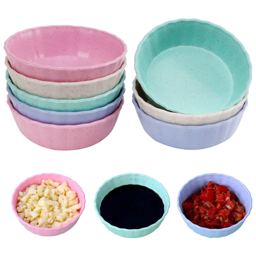8 Pack Dipping Bowls Soy Sauce Dish Round Shape Seasoning Appetizer Plates